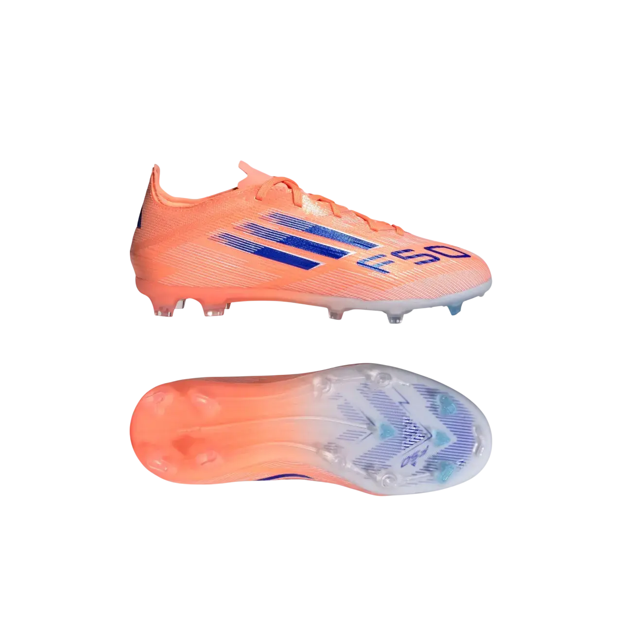 Adidas F50 Elite Firm Ground Boots Kids Beam Orange / Lucid Blue / Cloud White Size 28
