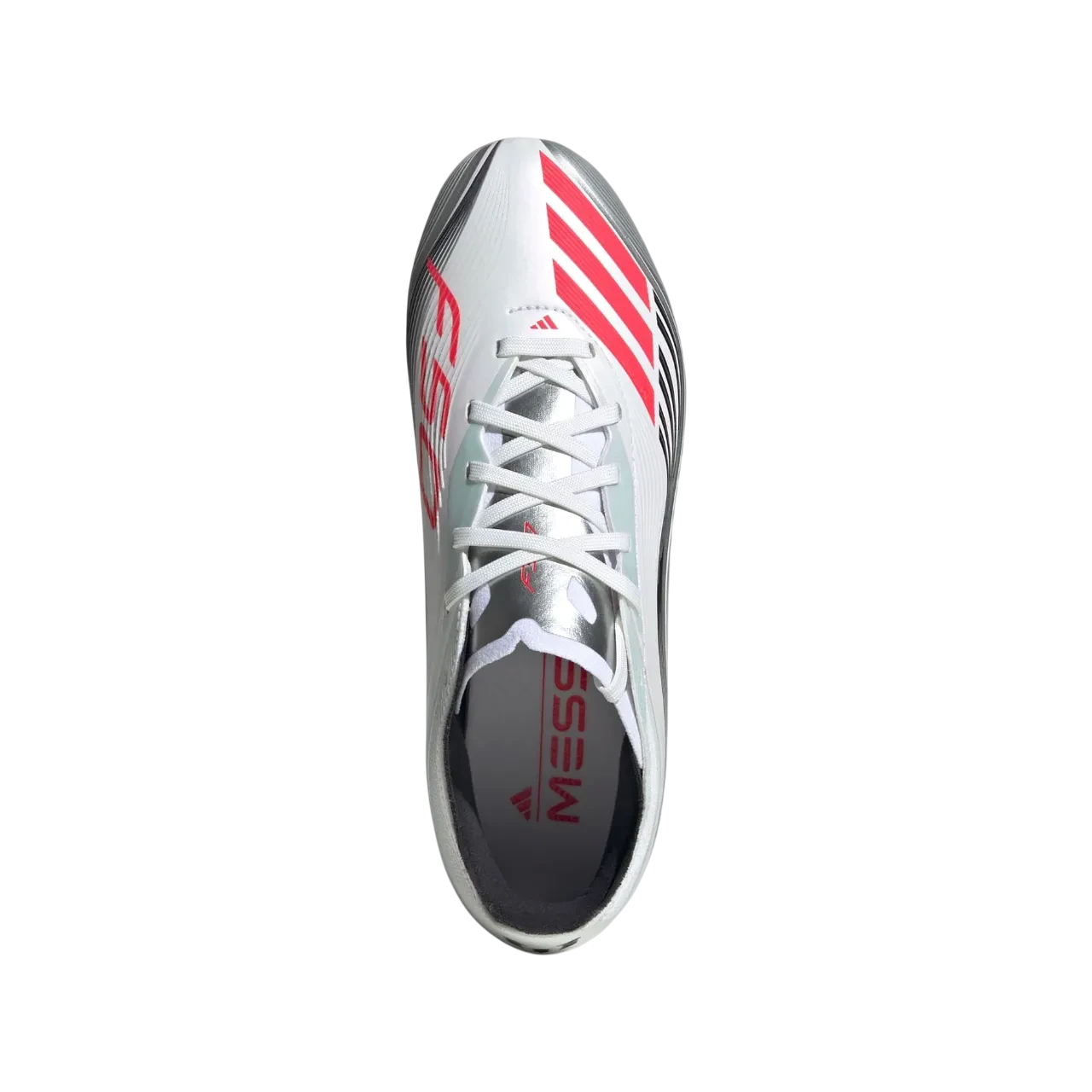 Adidas F50 Messi Elite Firm Ground Boots Kids Cloud White / Lucid Red / Silver Metallic Size 28