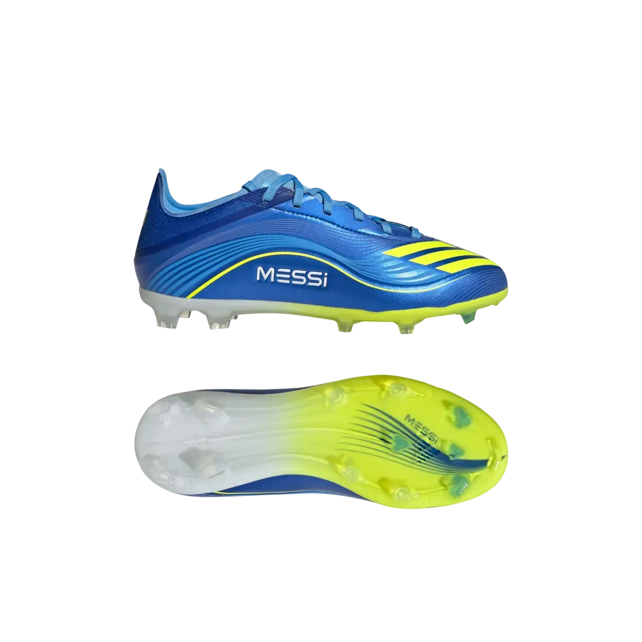 Adidas F50 Messi Elite Firm Ground Boots Kids Royal Blue / Solar Yellow / Semi Blue Burst Size 28