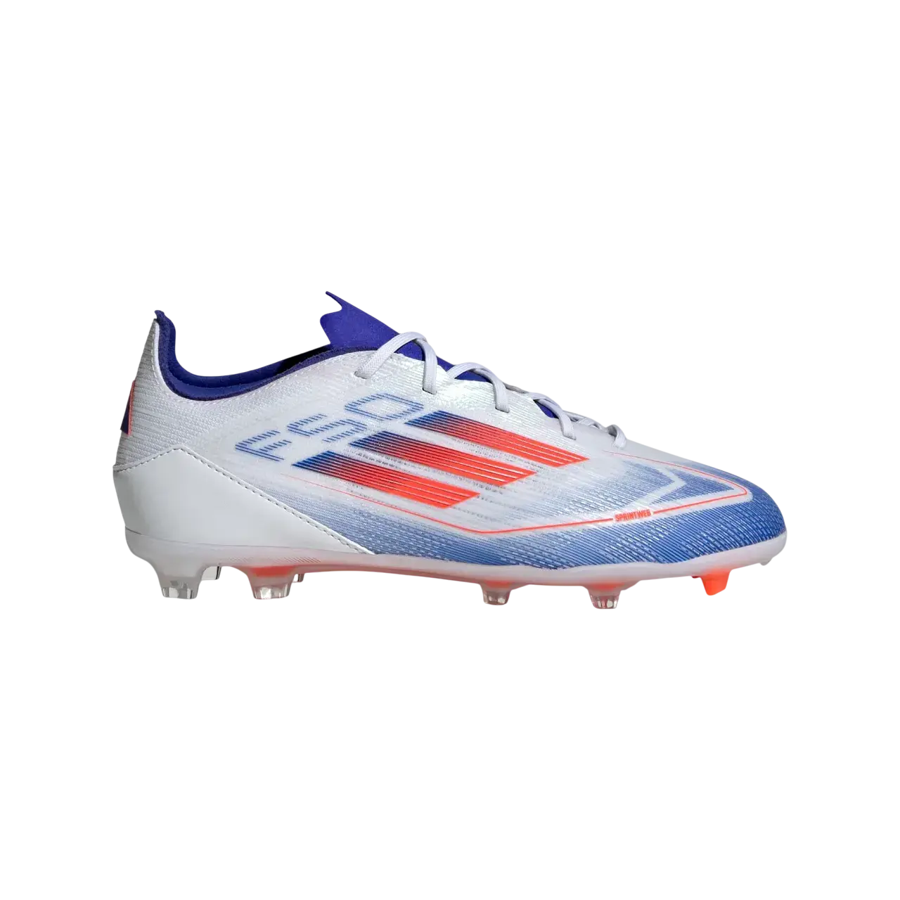 Adidas F50 Pro Firm Ground Boots Kids Cloud White / Solar Red / Lucid Blue Size 28