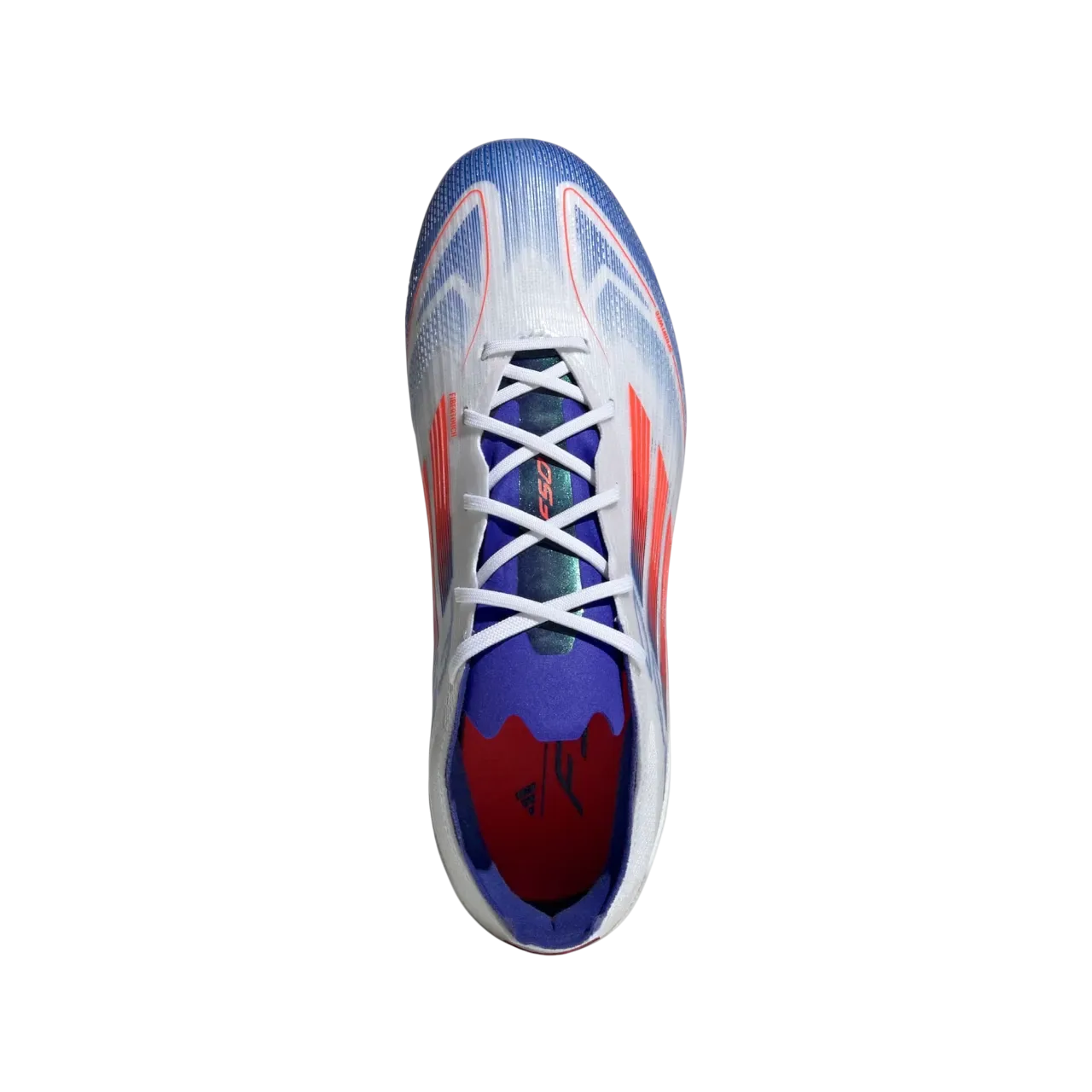 Adidas F50 Pro Firm Ground Boots Kids Cloud White / Solar Red / Lucid Blue Size 28