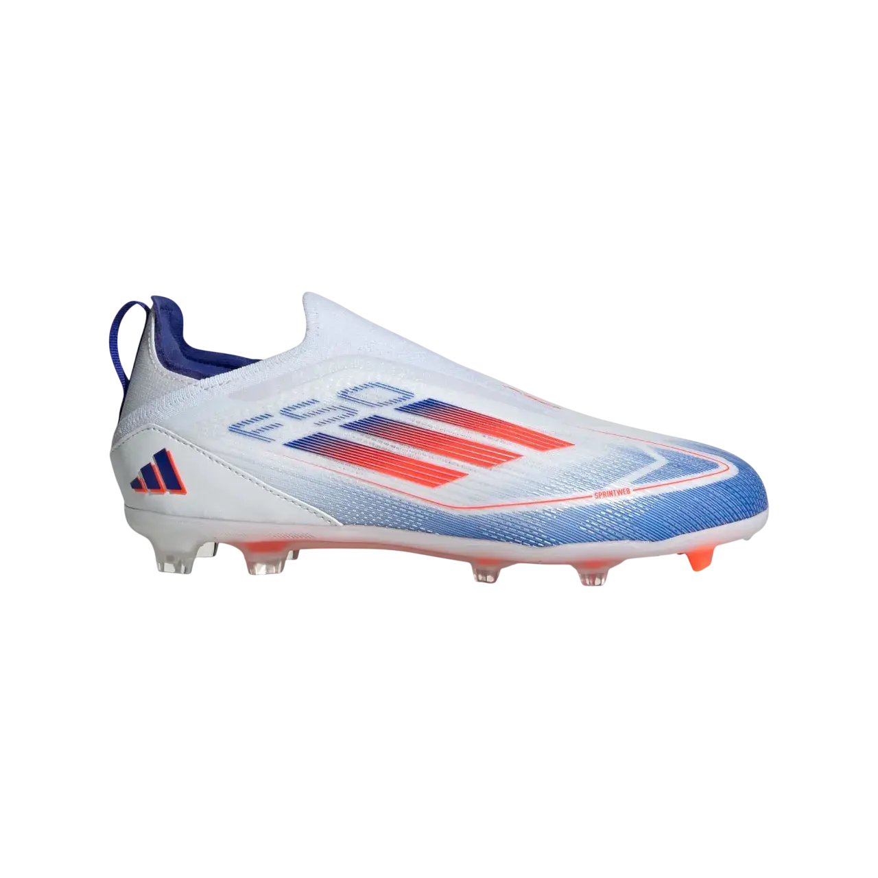 Adidas F50 Pro Laceless Firm Ground Boots Kids Cloud White / Solar Red / Lucid Blue Size 28