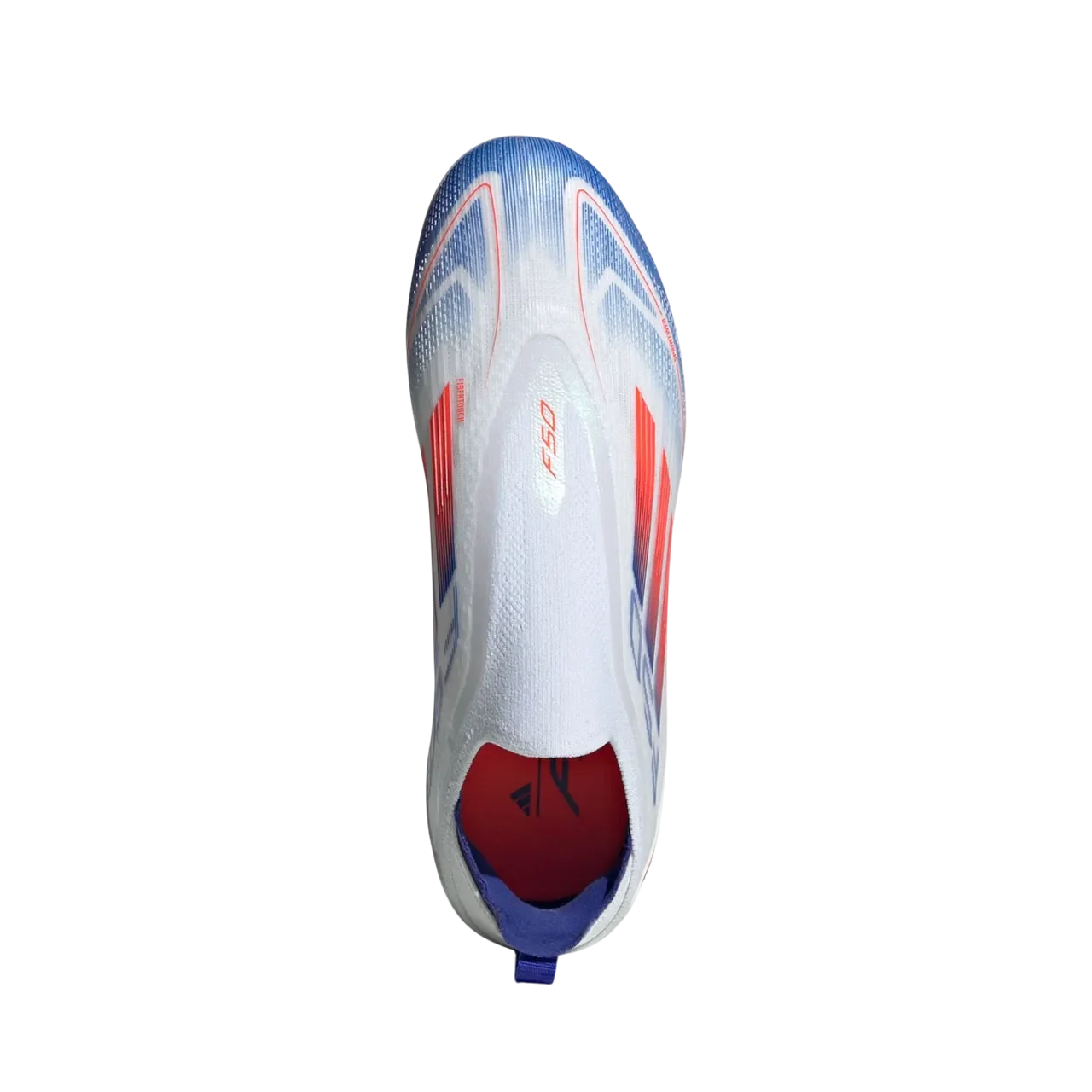 Adidas F50 Pro Laceless Firm Ground Boots Kids Cloud White / Solar Red / Lucid Blue Size 28