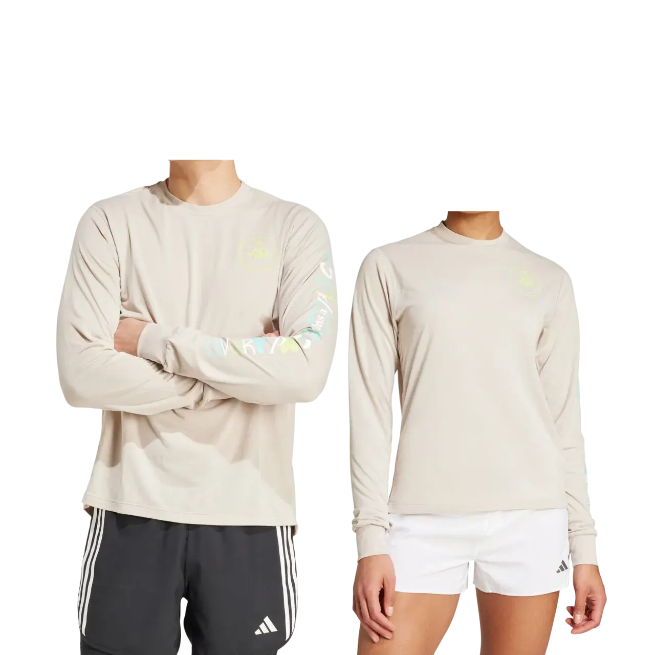 Adidas Men Own The Run Long Sleeve Tee (gender Neutral) Wonder Beige Iz1646 Size S