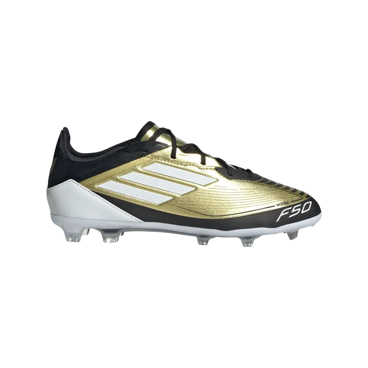 Adidas Messi F50 Pro Firm Ground Boots Kids Gold Metallic / Cloud White / Core Black Size 30 1/2