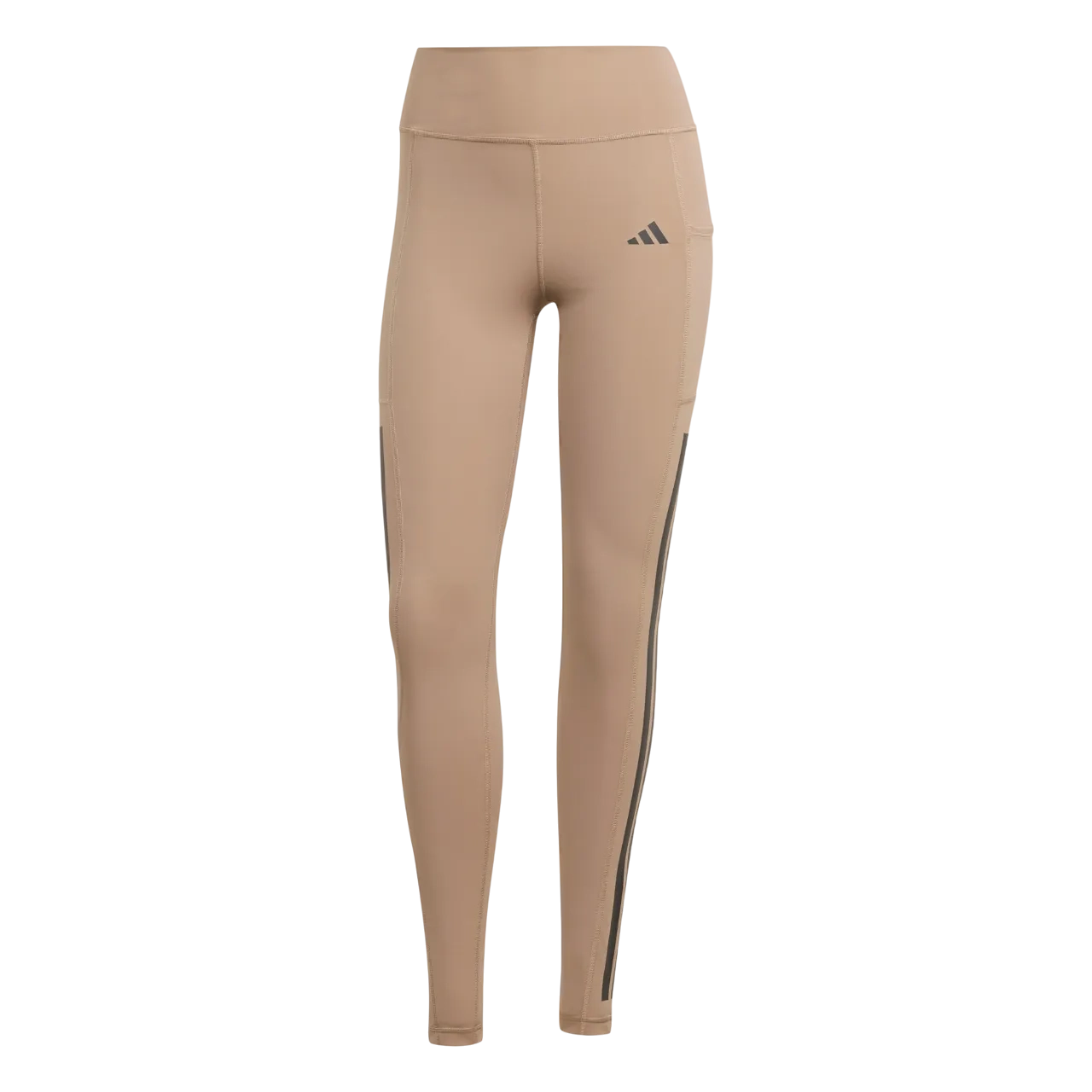 Adidas Women Optimé 3-stripes Full Length Leggings Chalky Brown Jx7319 Size 2xs