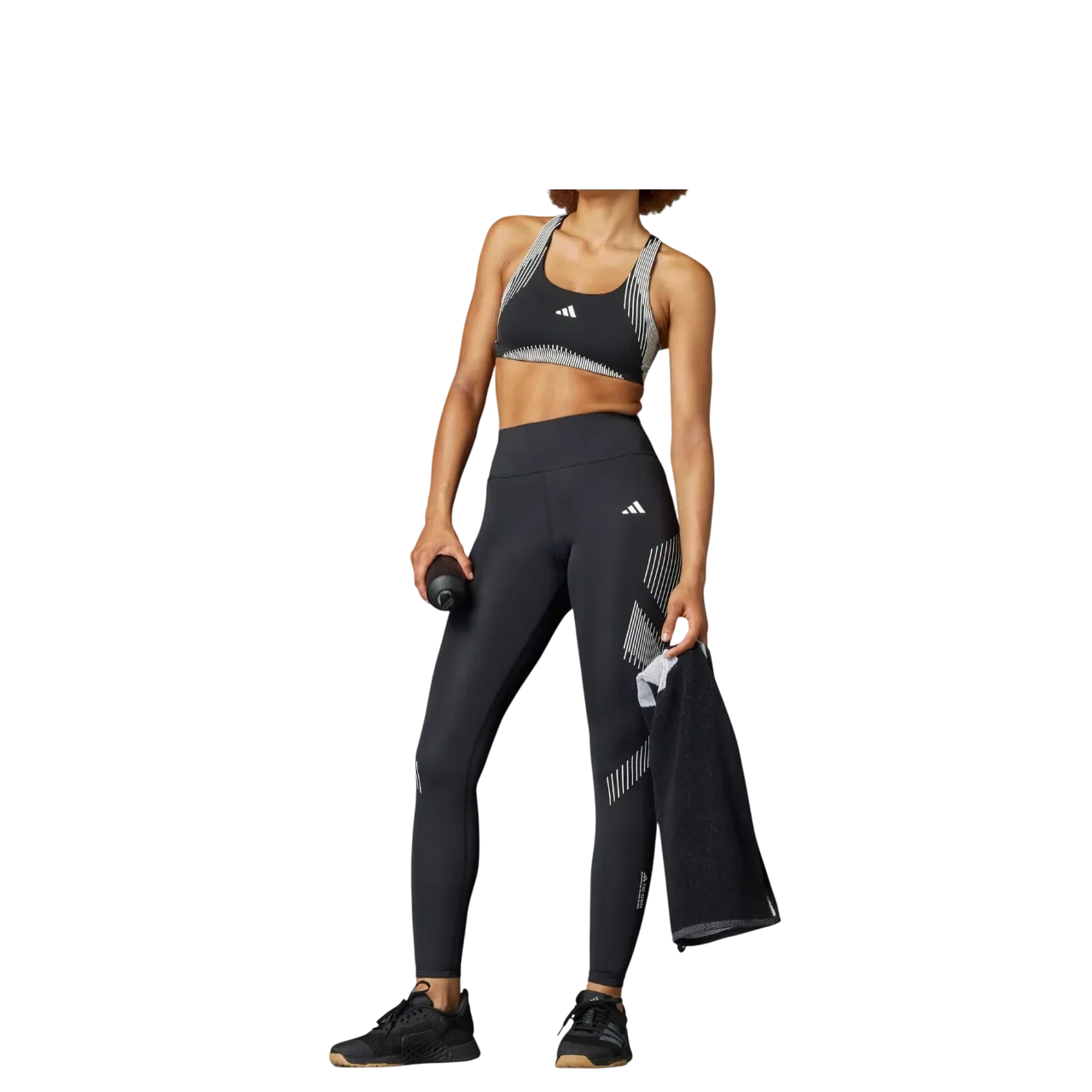 Adidas Women Powerimpact Luxe Training Medium-support Pro Series Bra Black / White Ji8011 Size Xs A-b