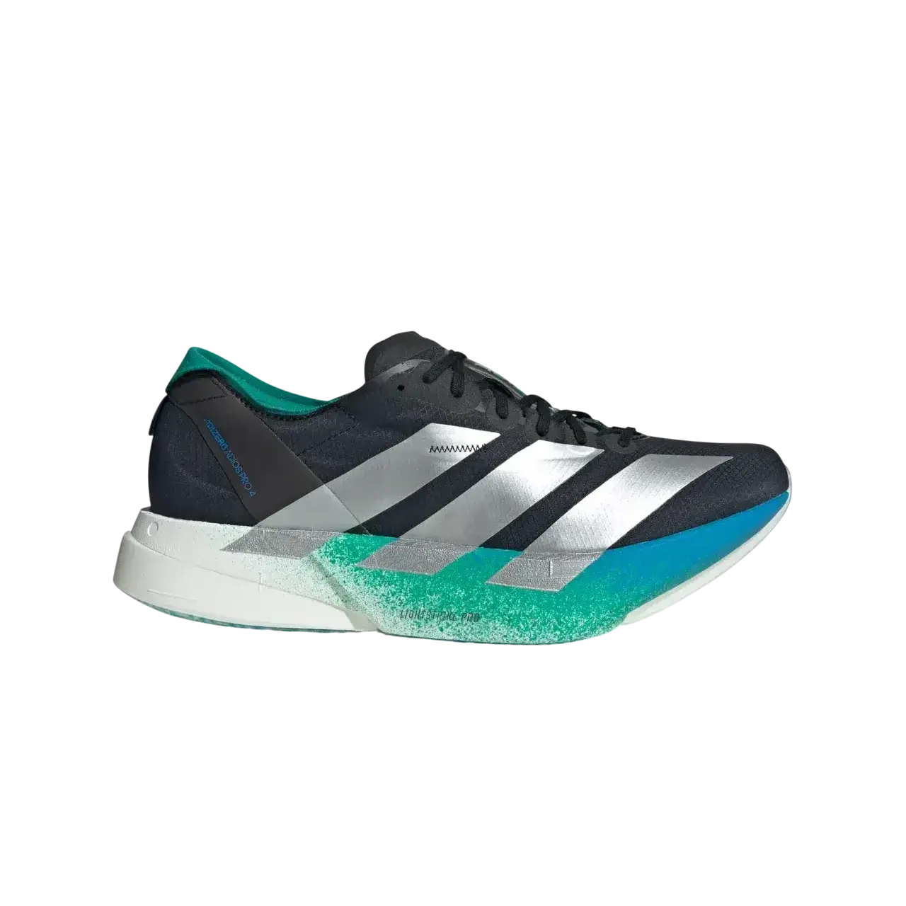 Adidas Adizero Adios Pro 4 Shoes Core Black / Matte Silver / Glory Green Size 40