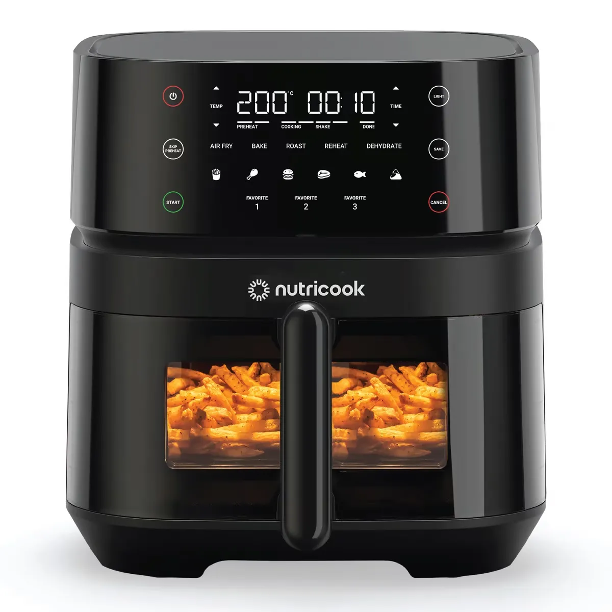 Nutricook Air Fryer 3 Vision With Clear Window And Internal Light By Caliber Brands,  5.7L, Air Fry, Roast, Bake, Dehydrate & Reheat, 6 Presets, Af357V, Black, 1700 Watts