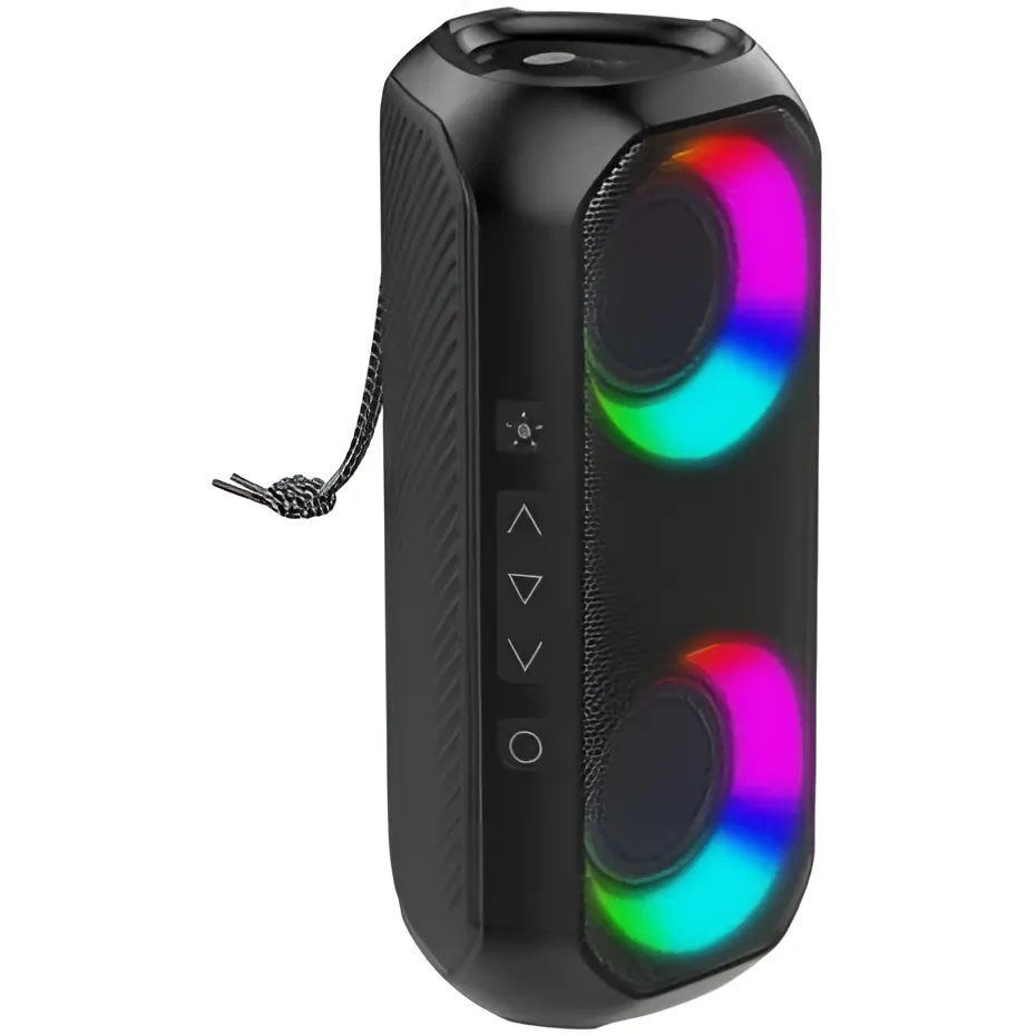 Afra Bluetooth Speaker, 24 Watts, Black, Plastic Body, Ultra Bass, Rgb Light, Ipx4 Waterproof, 3.7v/2000mah Rechargeable Battery, Af-0024bsbk