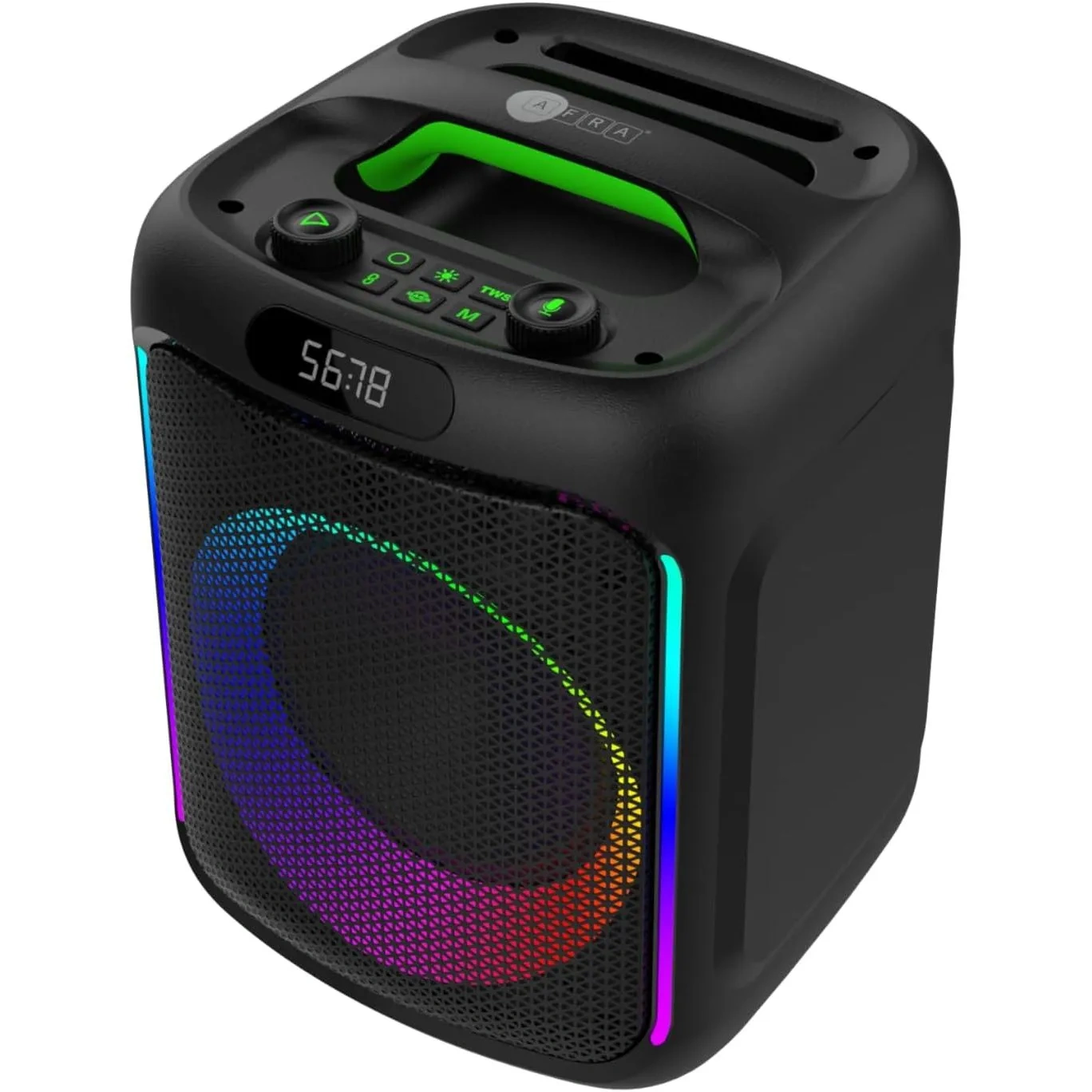 Afra Bluetooth Speaker, 30 Watts, Black, Plastic Body, Ultra Bass, 7.4v/3000mah Rechargeable Battery, Rgb Lighting, Af-0030bsbk