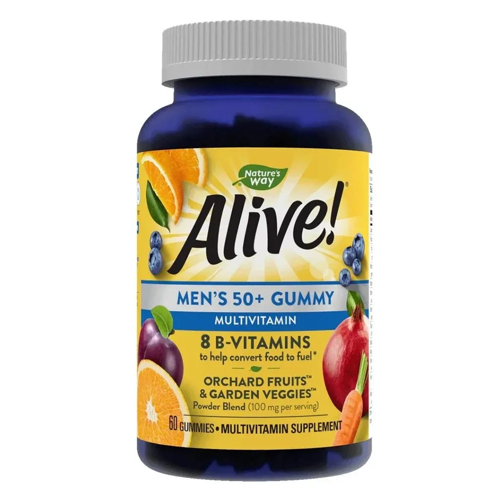 Alive 50+ Men's Multivitamin Gummies With Orchard Fruits & Garden Veggies, Pack Of 60's