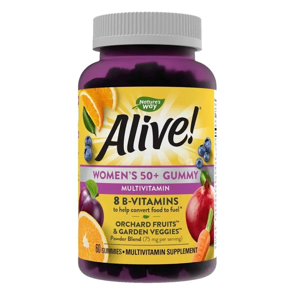 Alive 50+ Women's Multivitamin Gummies With Orchard Fruits & Garden Veggies, Pack Of 60's