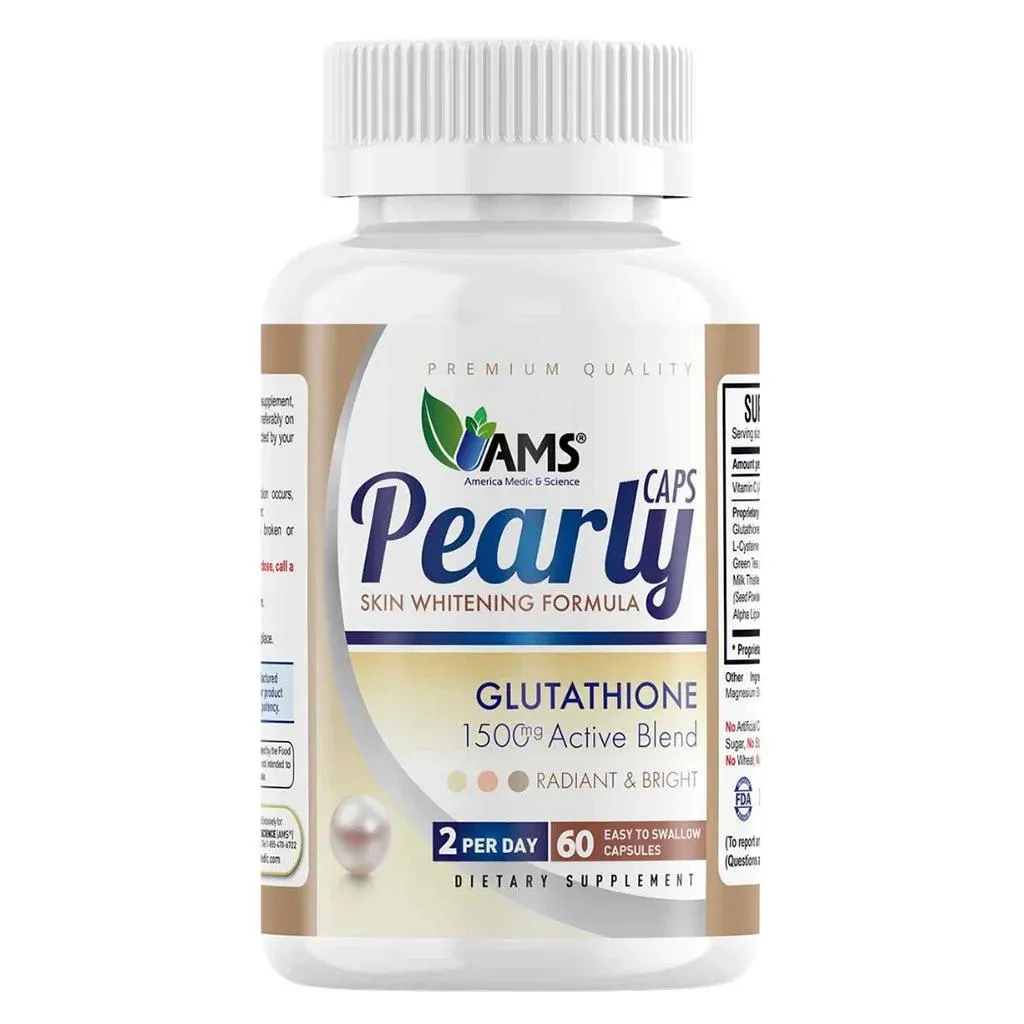 Ams Pearly Skin Whitening Glutathione Supplement Capsules For Radiant & Bright Skin, Pack Of 60's