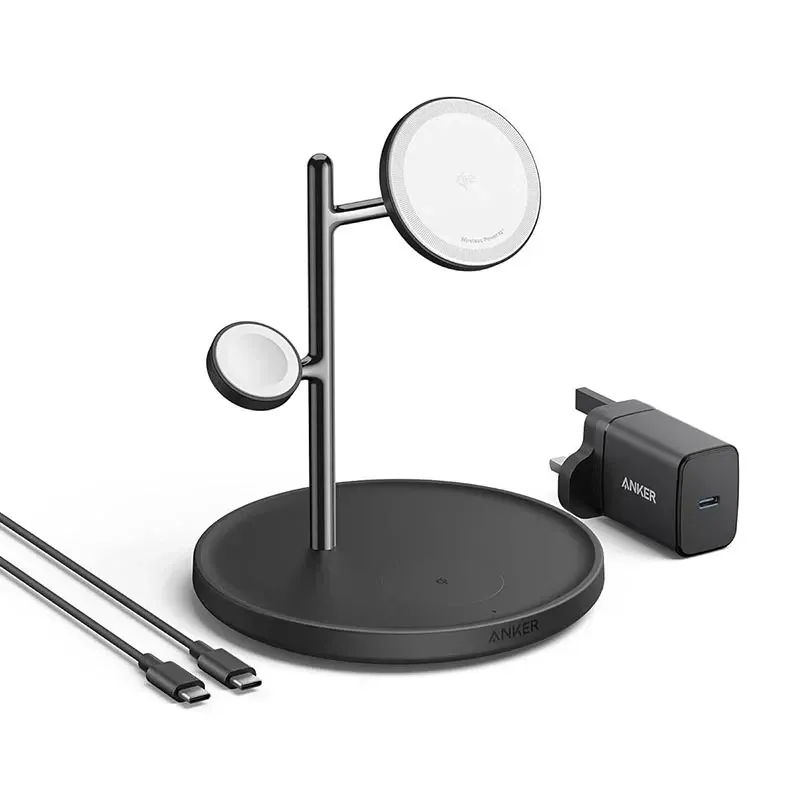 Anker Maggo Wireless Charging Station 15w, Foldable 3-in-1 With C To C Cable And 40w Usb C Charger