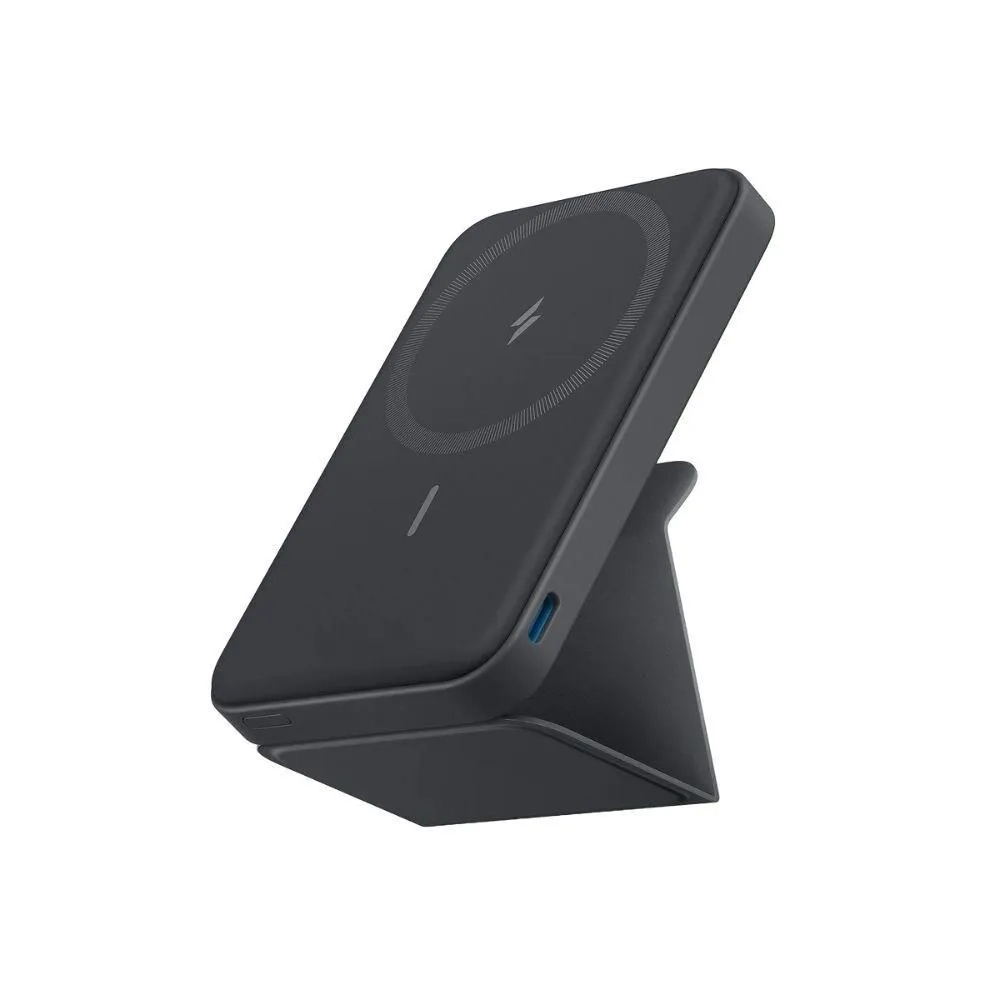 Anker Magnetic Wireless Power Bank With Foldable Stand, Maggo 5000 Mah, 7.5w Magnetic Power Bank With Usb-c Black