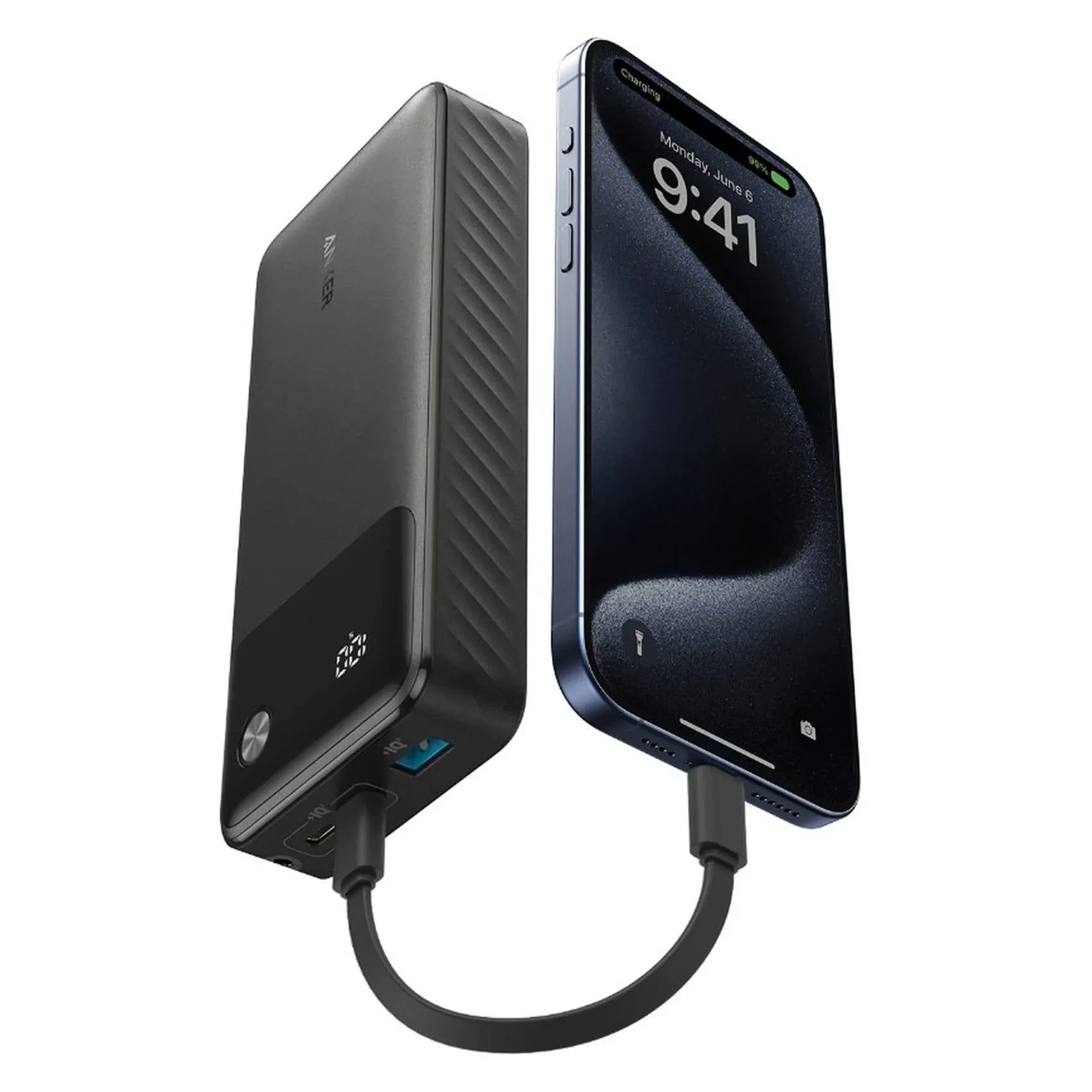 Anker Pd Port Power Bank Black 20000mah 30w With Usb-c To Usb-c Charging Cable Black