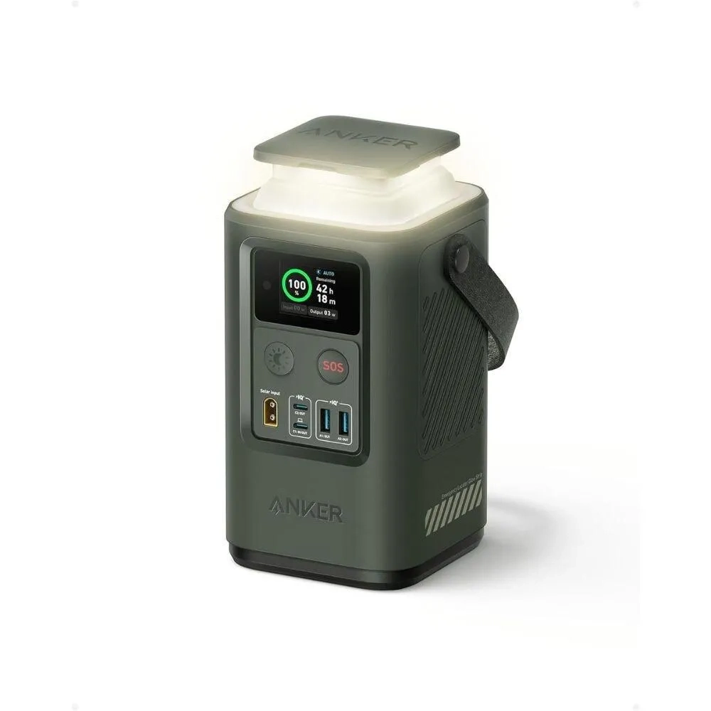 Anker Power Bank Power Station 60,000mah, Smart Digital Display, Retractable Auto Lighting, Green