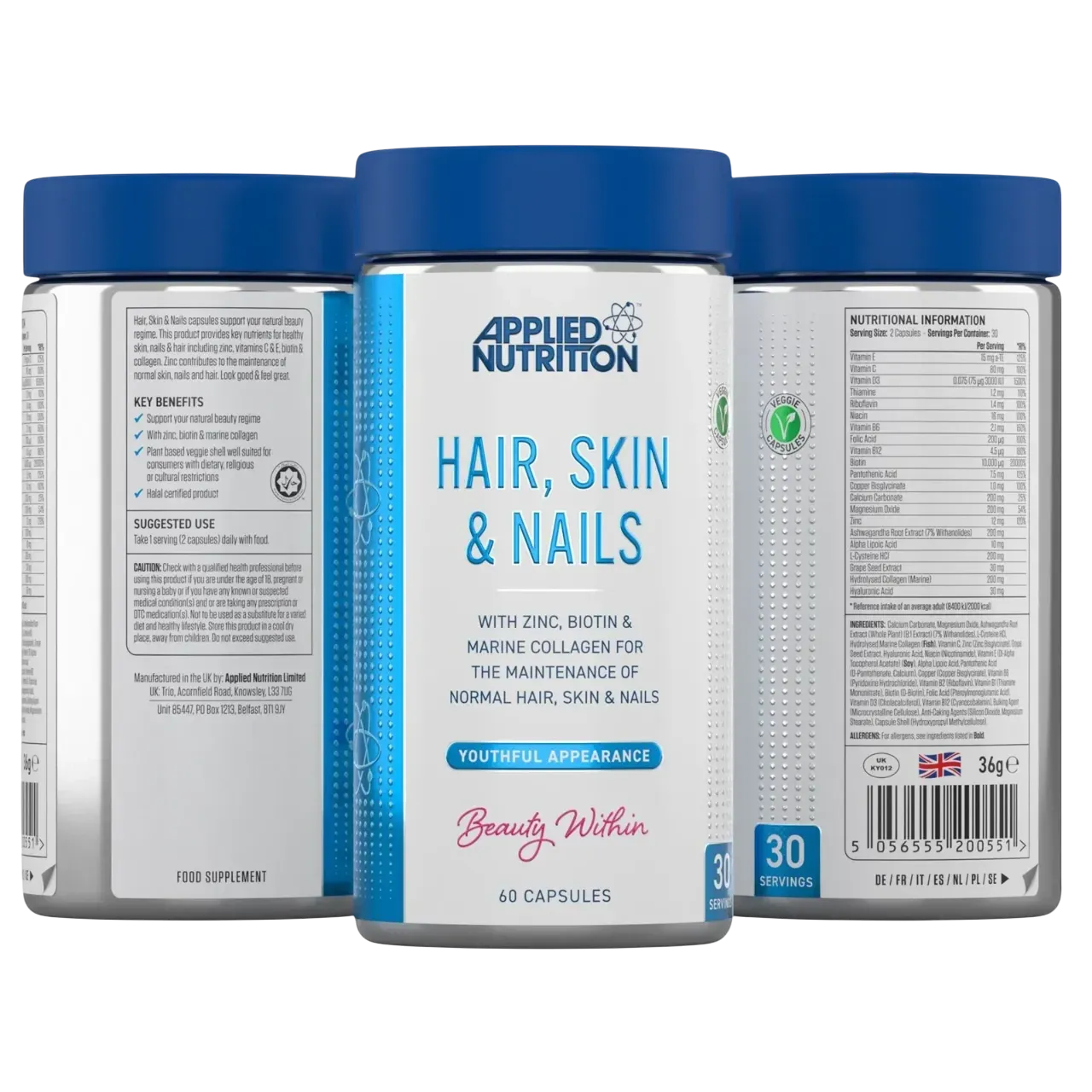 Applied Nutrition Hair Skin & Nails 60 Capsules