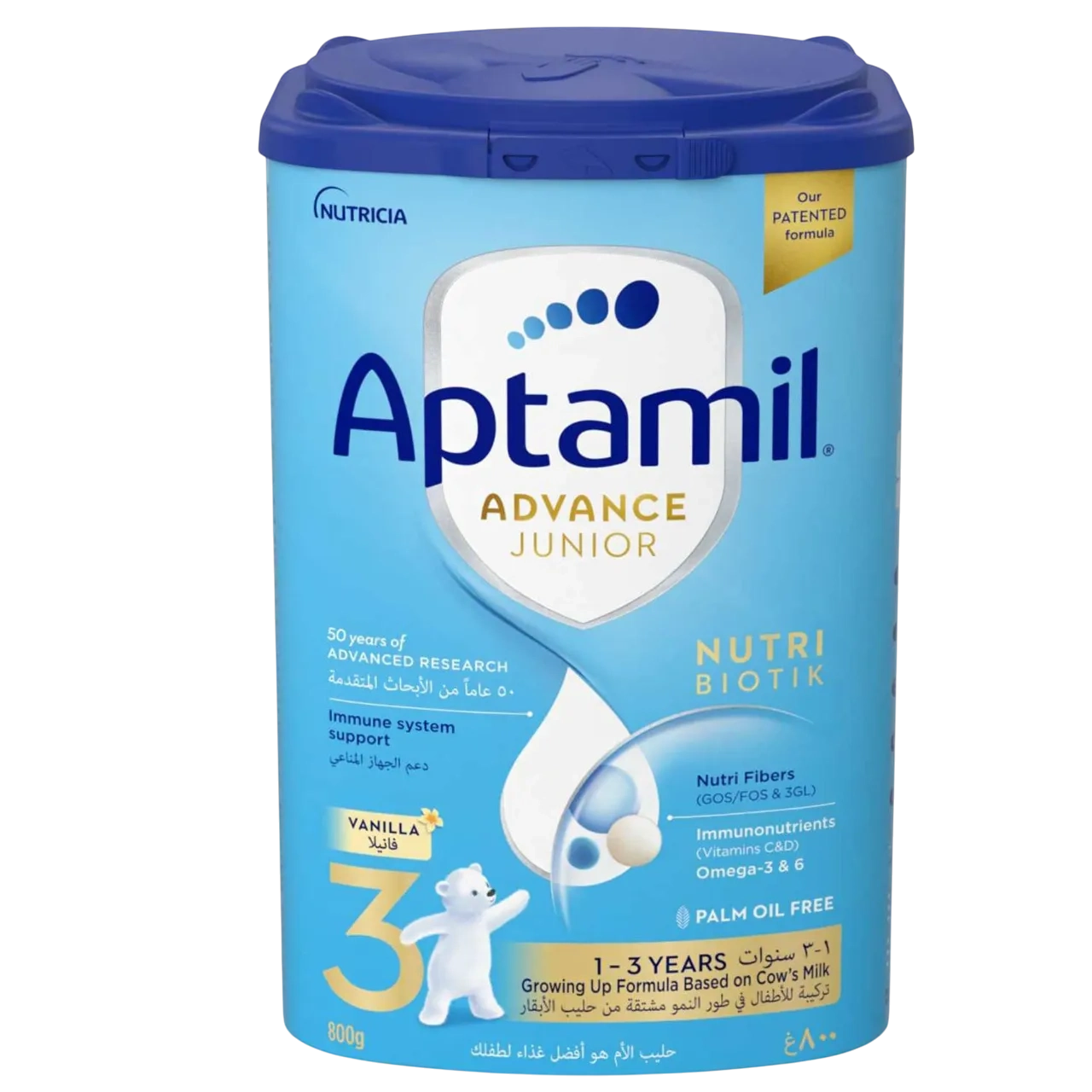 Aptamil Advance Junior Vanilla Growing Up Milk Formula Palm Oil Free Stage 3 From 1 To 3 Years 800g