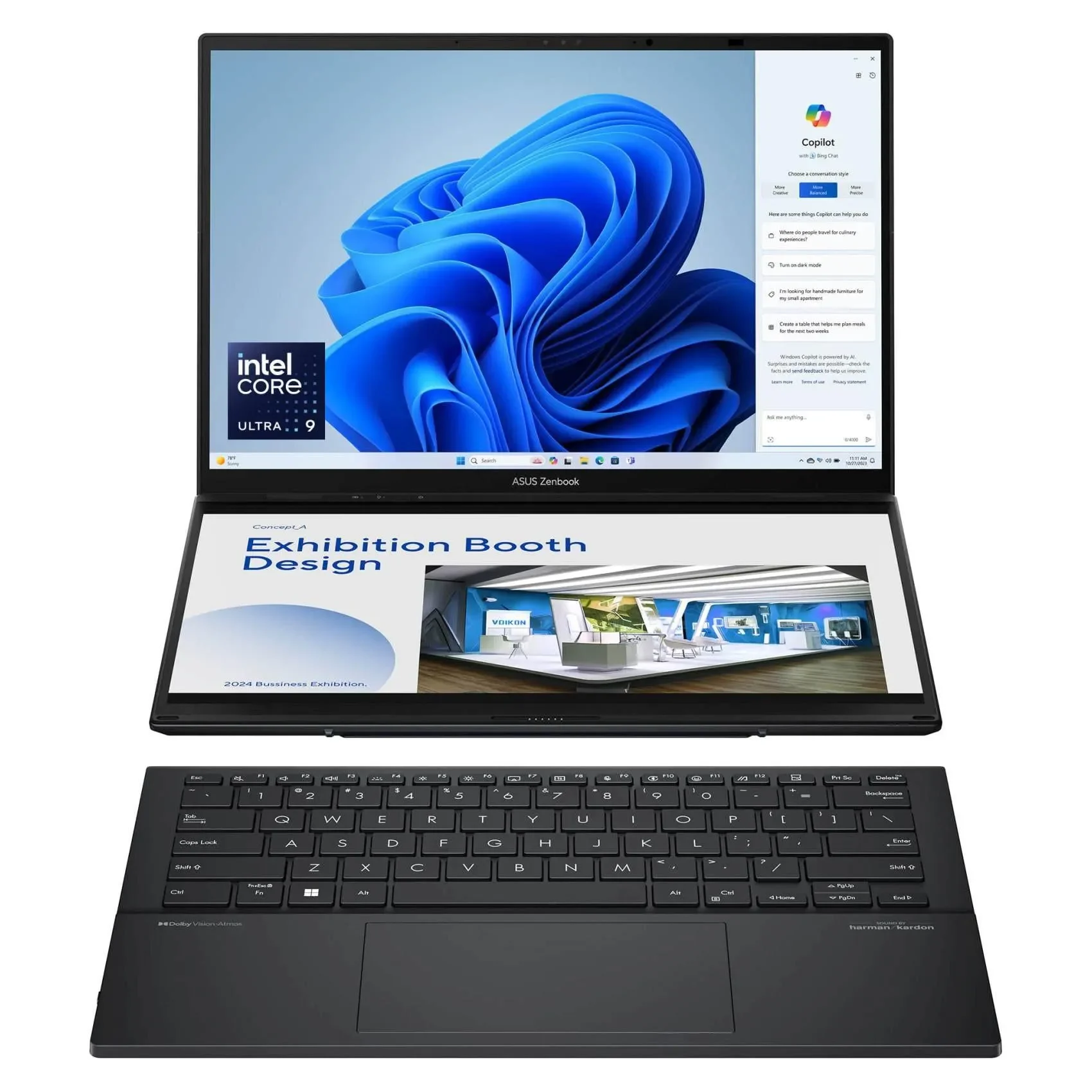 Asus Zenbook Duo Oled Ux8406ma-oledi9ig, Intel Core Ultra 9-185h, 32GB Ram, 2TB Ssd, Dual 14-inch 3k Oled Touchscreen, Windows 11 Home, Inkwell Gray