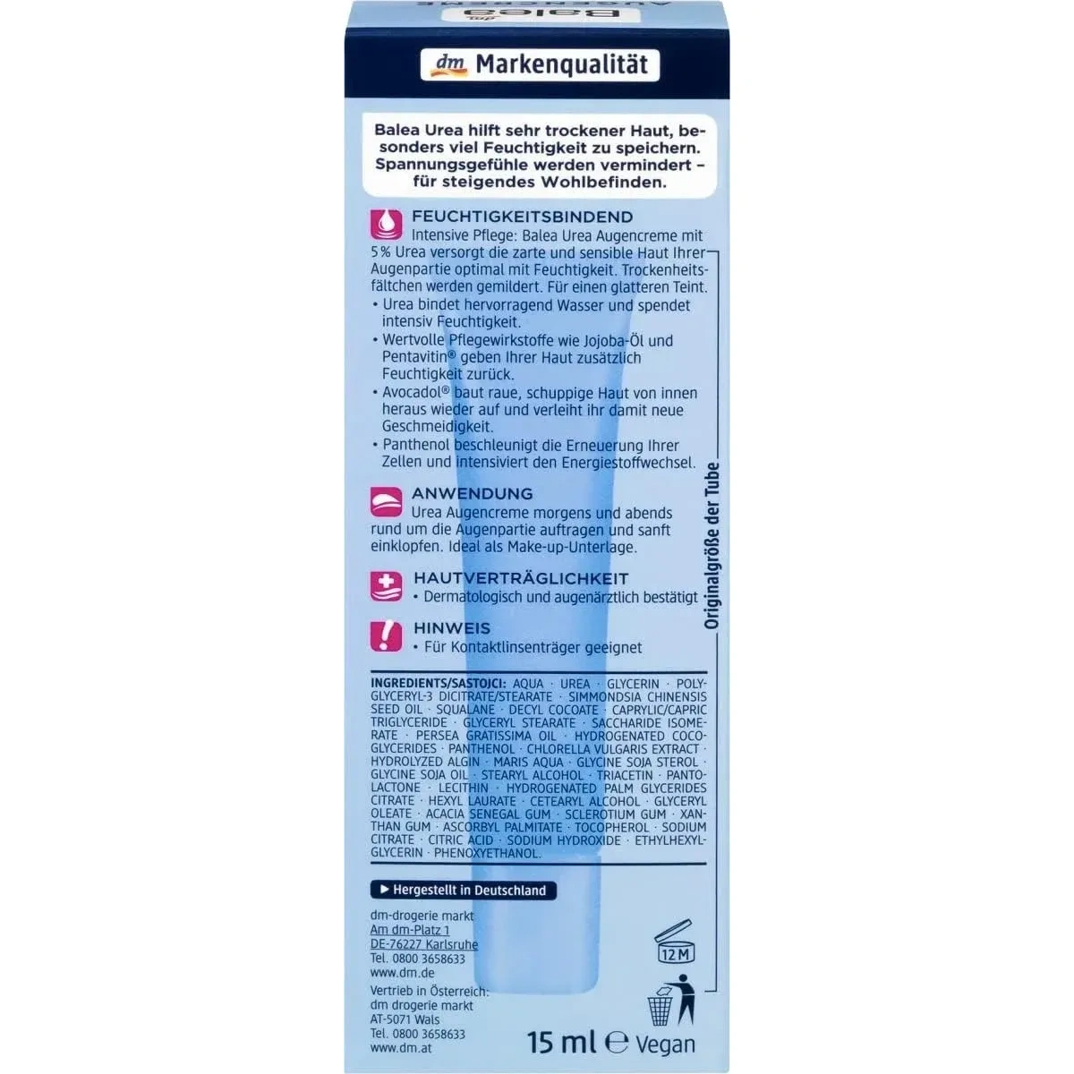 Balea Eye-Contour Cream For Very Dry Skin (5% Urea) 15Ml