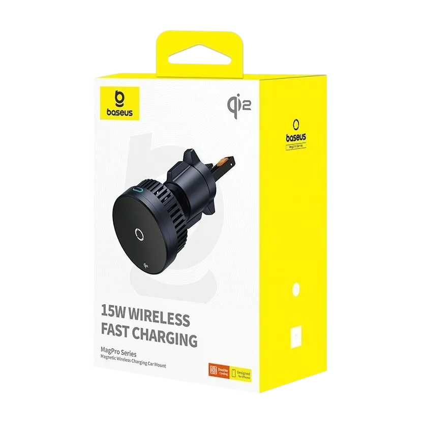 Baseus Magpro Magnetic Wireless Charging Car Mount Air Vent 15w Qi2.0 Cosmic Black C40164100121-01
