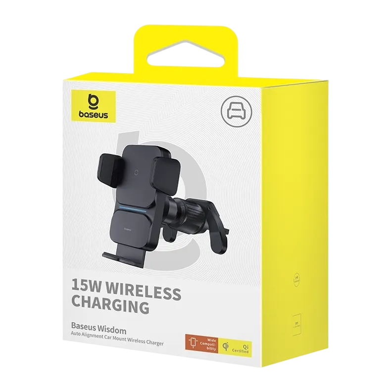 Baseus Wisdom Auto Alignment Car Mount Wireless Charger 15w Black Cgzx000001