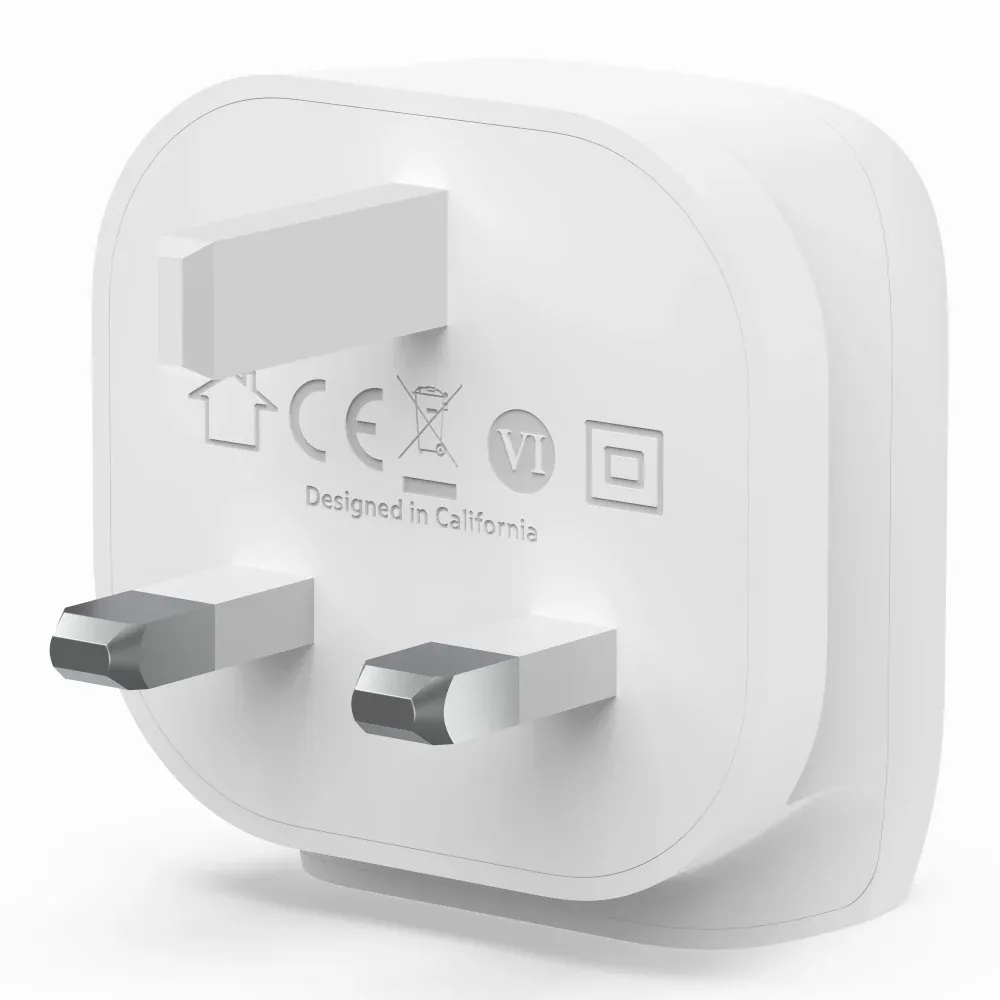 Belkin Boost Charge 20w Usb C Wall Charger Pd 3.0 Fast Charger For Apple Uk 3 Pin Plug Type White