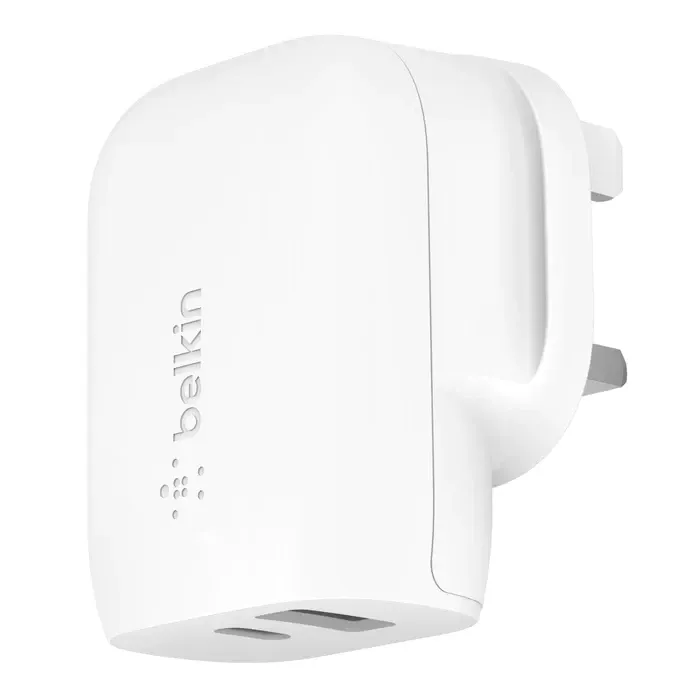 Belkin Boost Charge 37w Dual Wall Charger With Pps Fast Charger, Dual Ports 25w Usb C 12w Usb A White