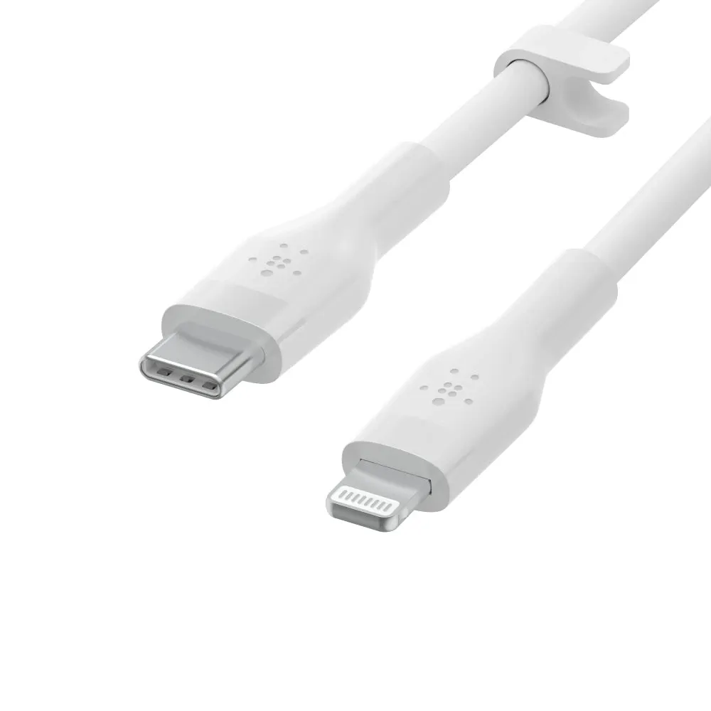 Belkin Boost Charge Flex Usb-c To Lightning Cable 1 Meter - Mfi Certified, 25x More Heavy Duty, Includes Cable Clip White