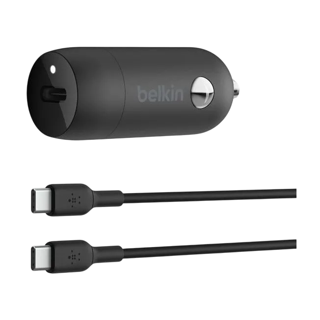 Belkin Boostcharge 30w Usb-c Car Charger + Usb-c To Usb-c Cable Black Cca004bt1mbk-b6