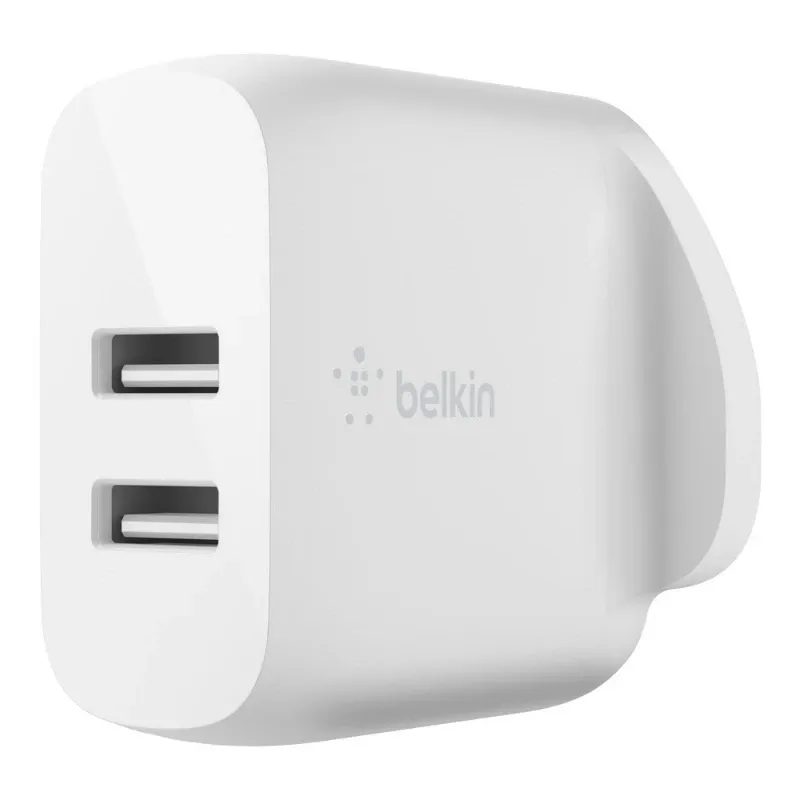 Belkin Boostcharge Dual Usb A Wall Charger 24w With Lightning Cable 1m White