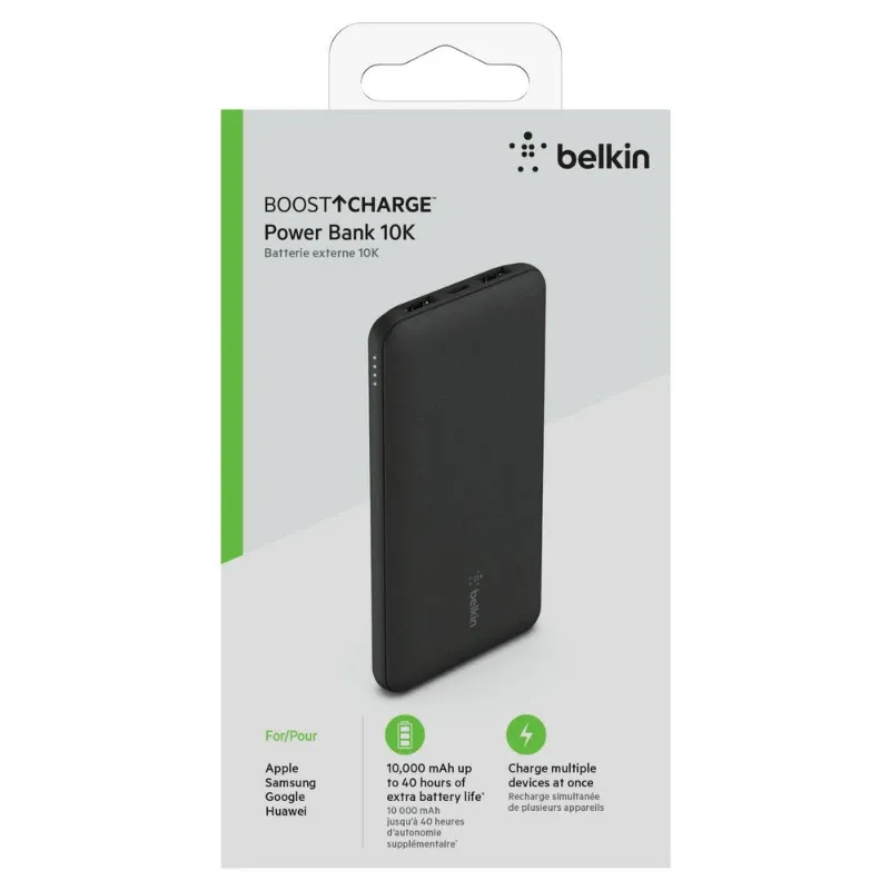 Belkin Boostcharge Power Bank 10k Mah 15w Quick Charge 2x Usb-c, 2x Usb-a Ports Black