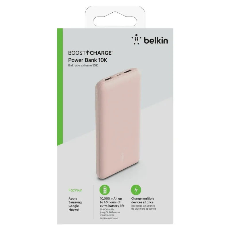 Belkin Boostcharge Power Bank 10k Mah 15w Quick Charge 2x Usb C, 2x Usb-a Ports Rose Gold