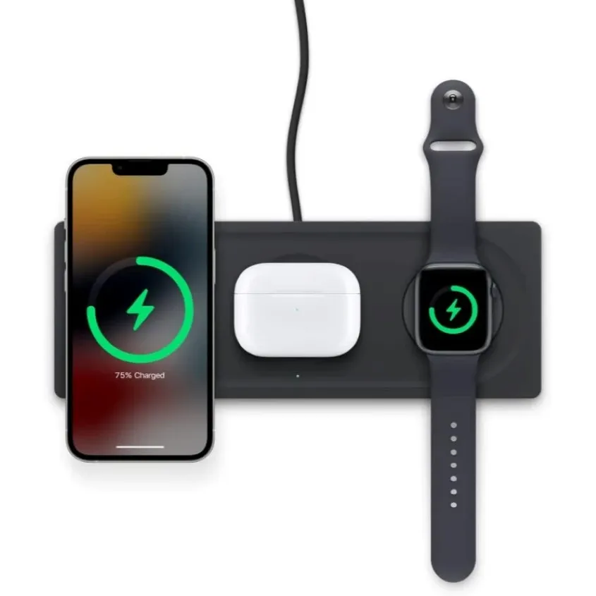 Belkin Boostcharge Pro 3 In 1 Wireless Charger With Magsafe 2 In 1 With 15w Wireless Charger Stand Uk White