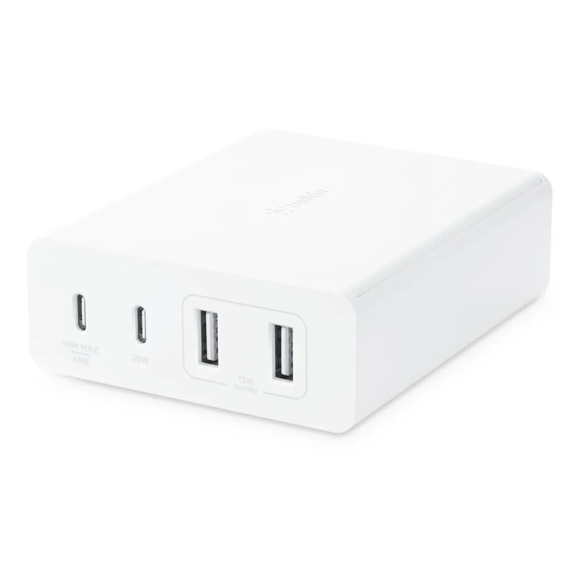 Belkin Boostcharge Pro 4 Port Gan Charger 108w 2x Usb-c And 2x Usb-a Ports 2m Cord Uk Plug White