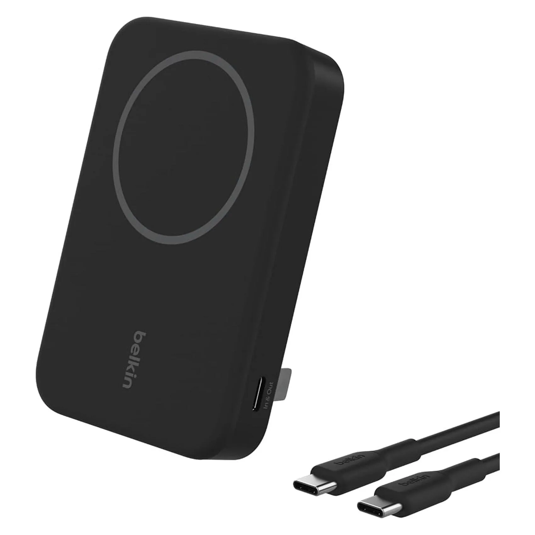 Belkin Boostcharge Pro Magsafe Wireless Power Bank With Qi2 Black 8000mah 15w With Usb-c To Usb-c Charging Cable Black 1m