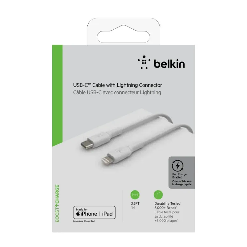 Belkin Boostcharge Usb-c Cable With Lightning Connector 1 Meter White