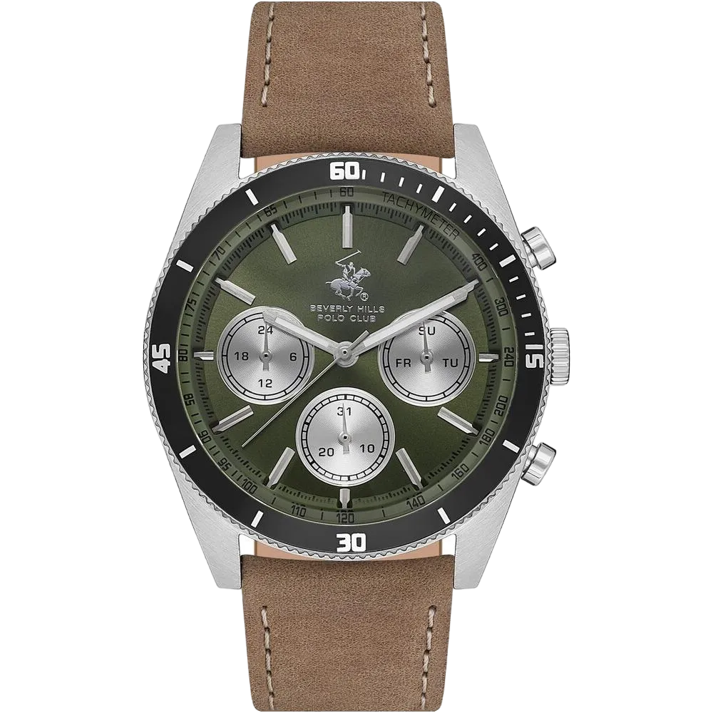 Beverly Hills Polo Club Men's Green Dial Multi Function Watch Bp3619x.375