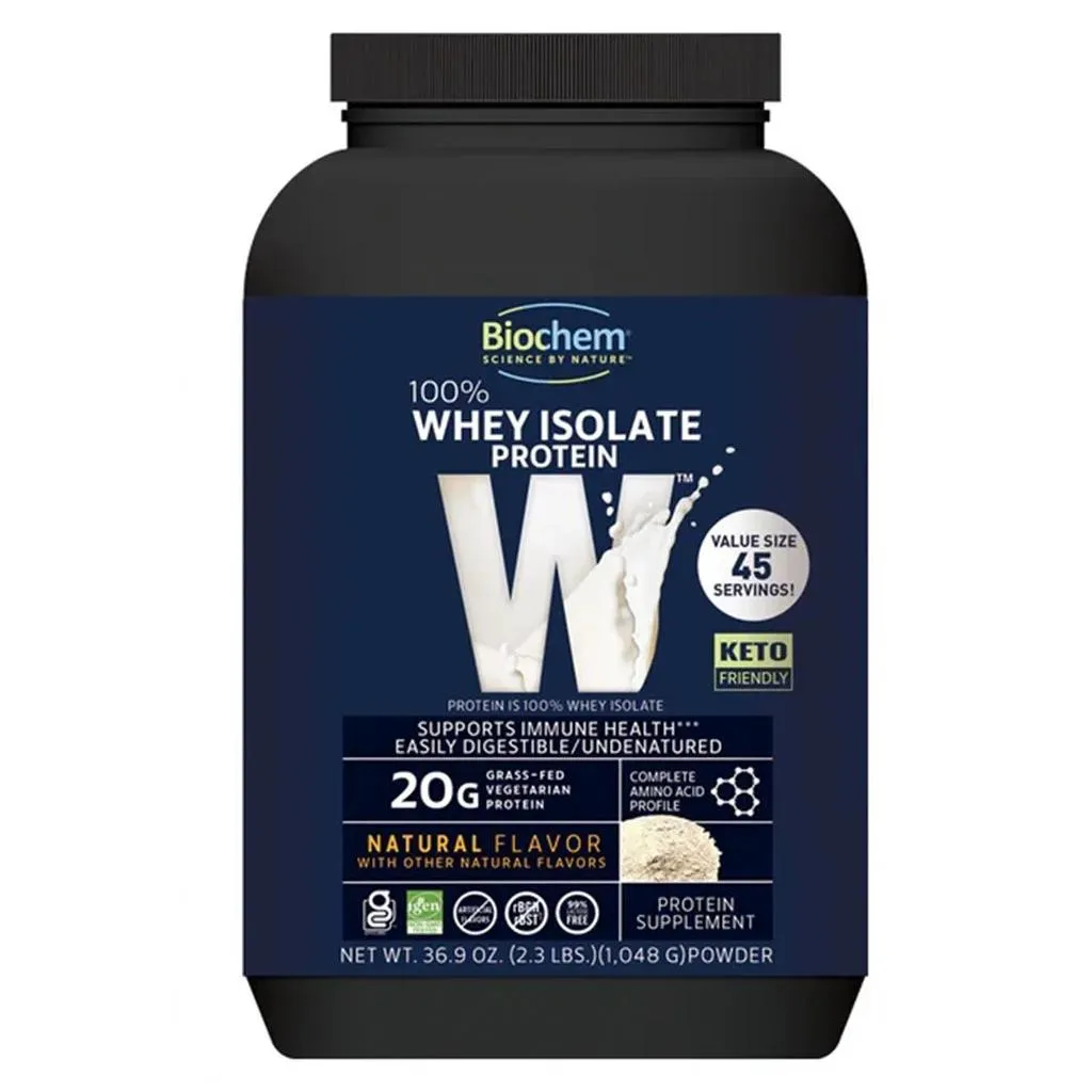 Biochem 100% Whey Isolate Protein Powder - Natural Flavour 45 Servings 1048g
