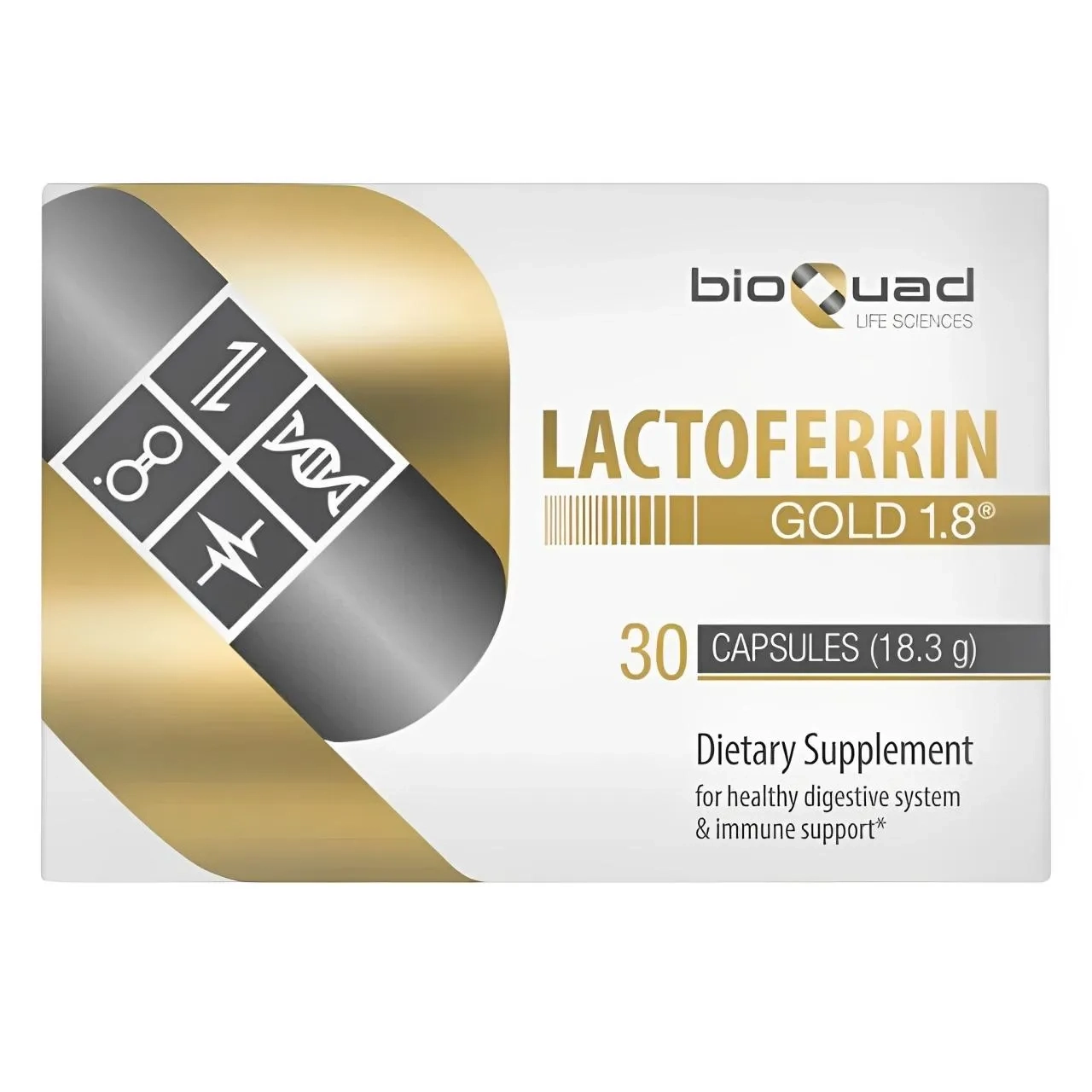 Bioquad Lactoferrin Gold 1.8 Dietary Supplement Capsules For Digestive & Immune Support, Pack Of 30’s