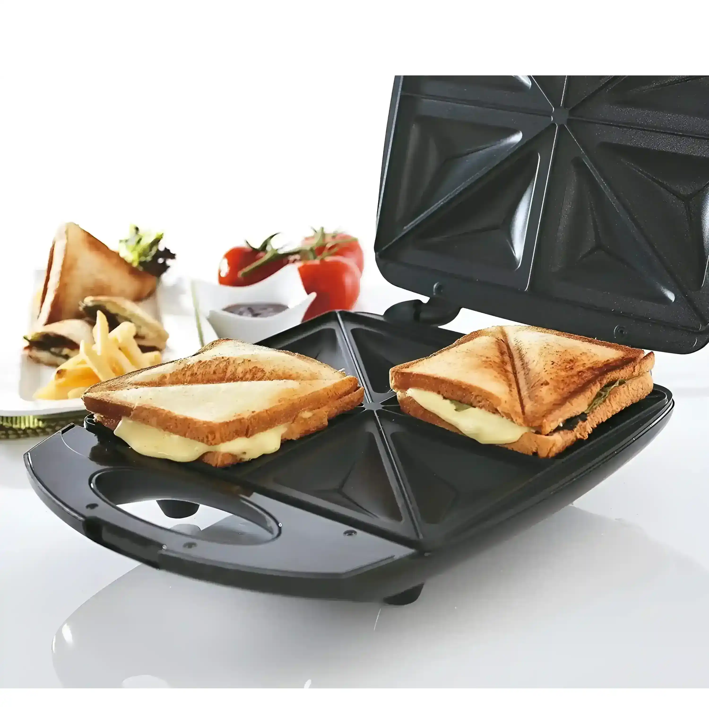 BLACK+DECKER 1400W Sandwich Maker 4 Slot, Non-Stick Interchangable And Grill With Indicator Thermostat Control Ready to Cook Lights, For Easy Dishes TS4080