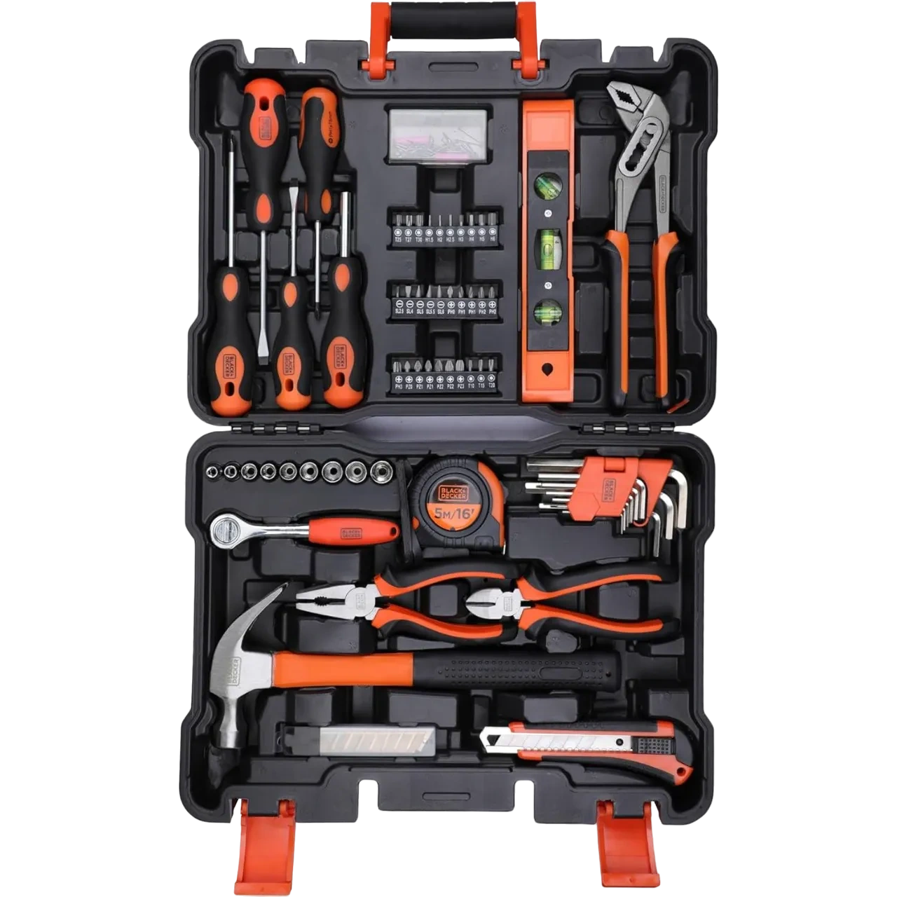 Black+Decker 154 Pieces Hand Tool Kit For Home & Office Use Orange-Black Bmt154C