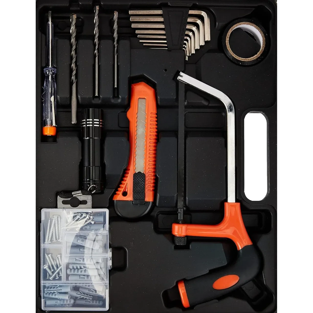 Black+Decker Cordless Drill Driver With Battery & Kitbox, 18V, 1.5Ah Li-Ion + 108 Pieces Hand Tools Kit Bcd001C1Mea2-Gb