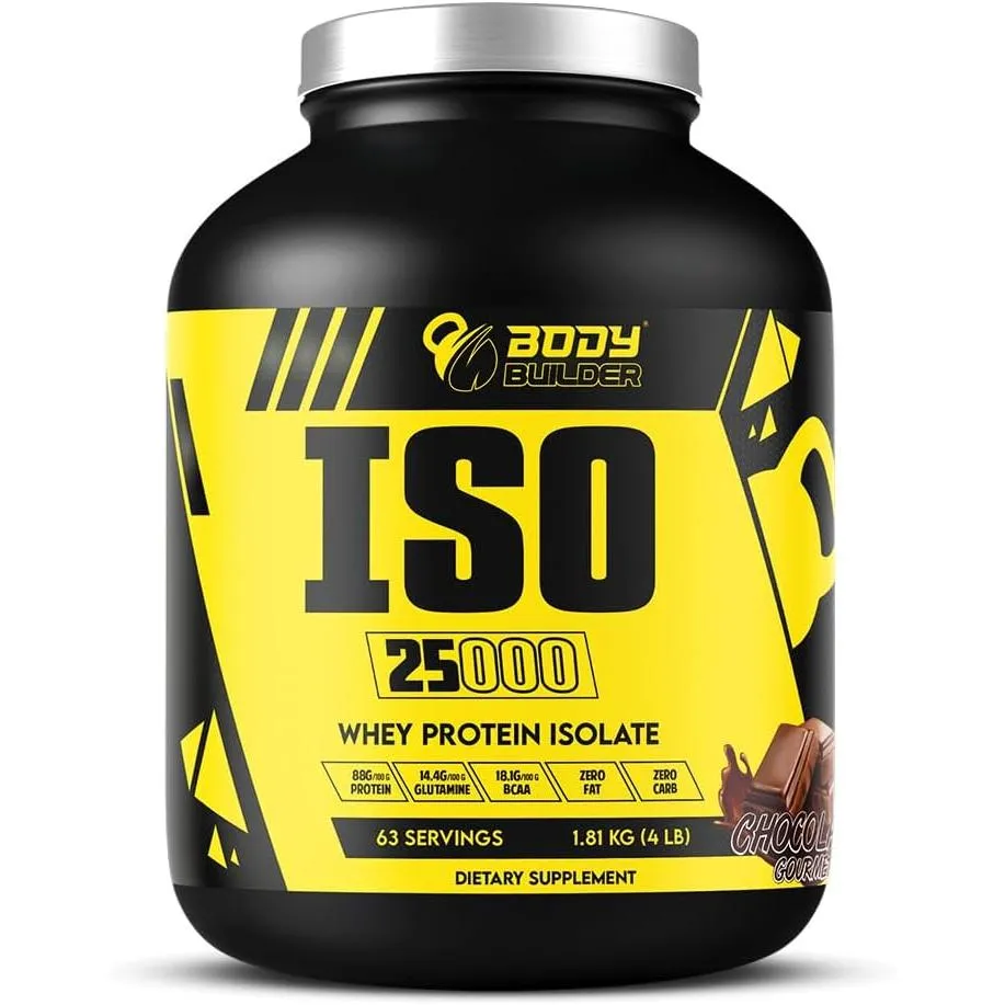 Body Builder Iso 25000 Isolate Whey Protein Powder Gourmet Chocolate 4 Lb