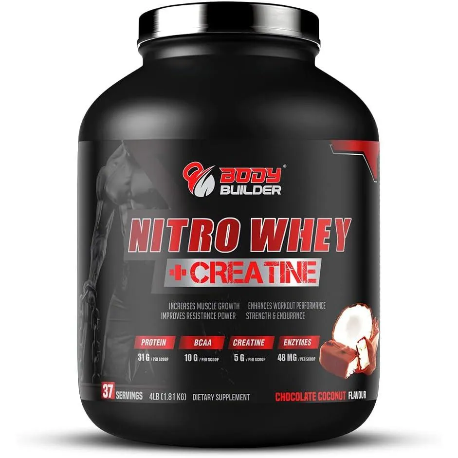 Body Builder Nitro Whey + Creatine Chocolate Coconut 4 Lb 20 Servings