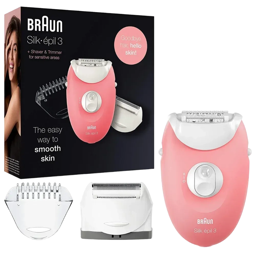 Braun Silk-Épill 3 Epilator Se 3440 With Body Shaver Head And Trimmer Cap