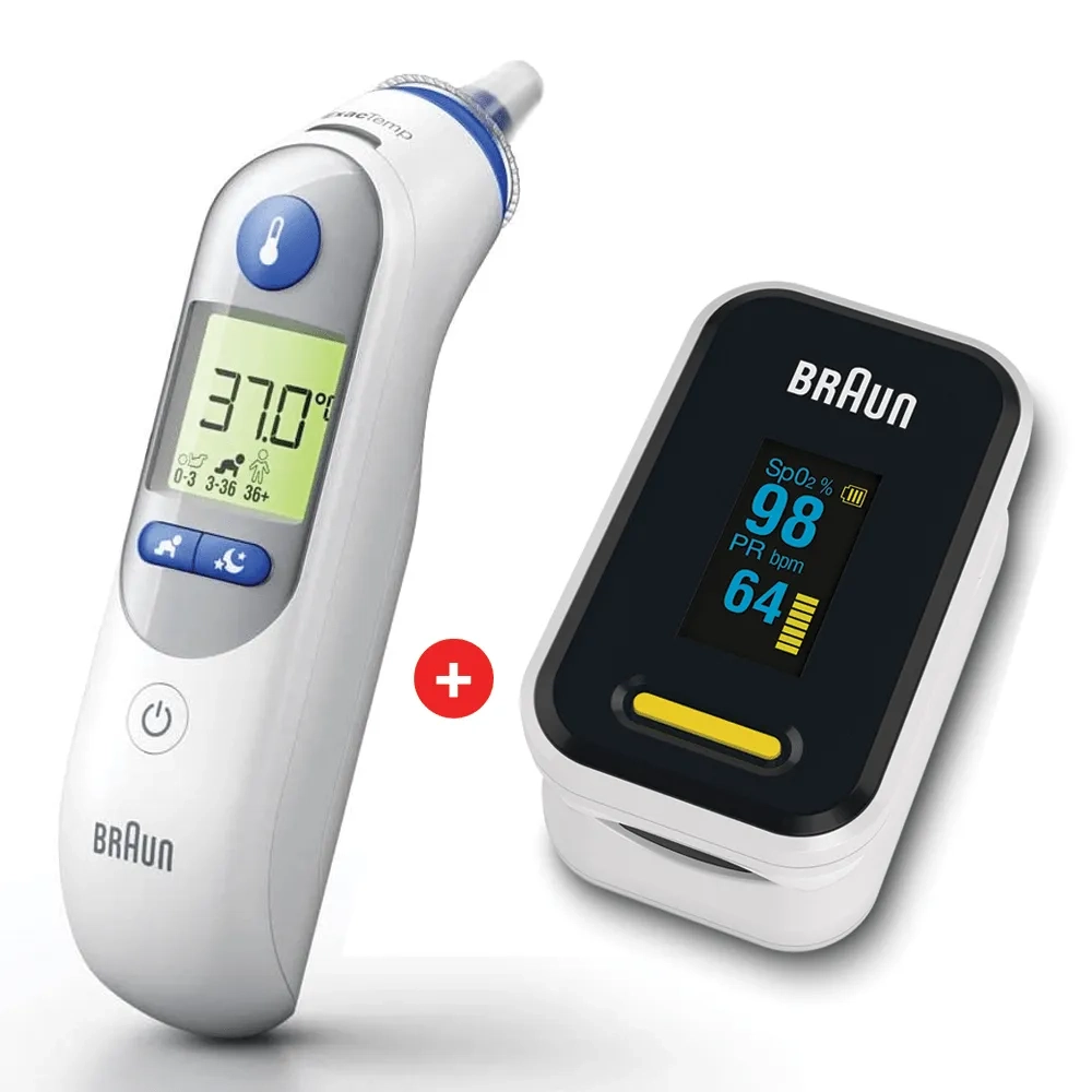 Braun Thermoscan 7+ Ear Thermometer Irt6525 + Pulse Oximeter Yk-81ceu Promo Pack
