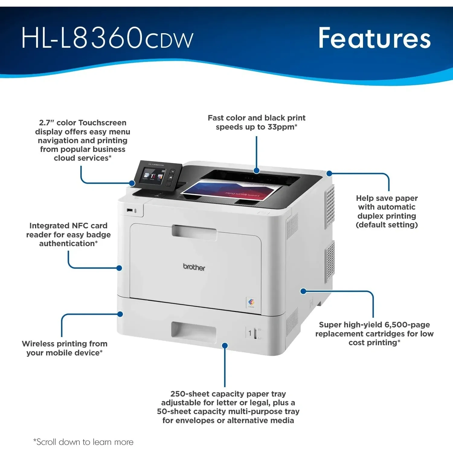 Brother A4 Colour Laser Printer Wireless Hl-l8360cdw